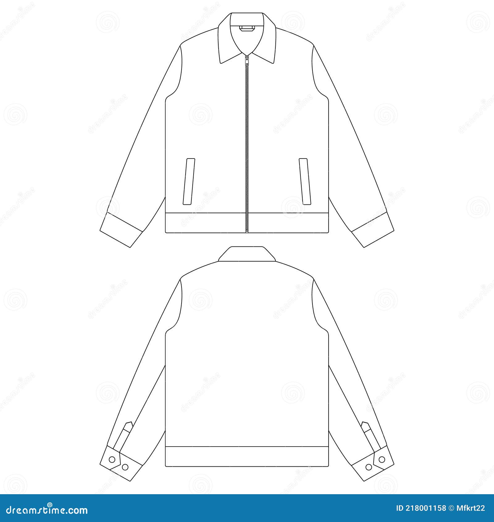 Template Zip Jacket Vector Illustration Flat Sketch Design Stock Vector ...