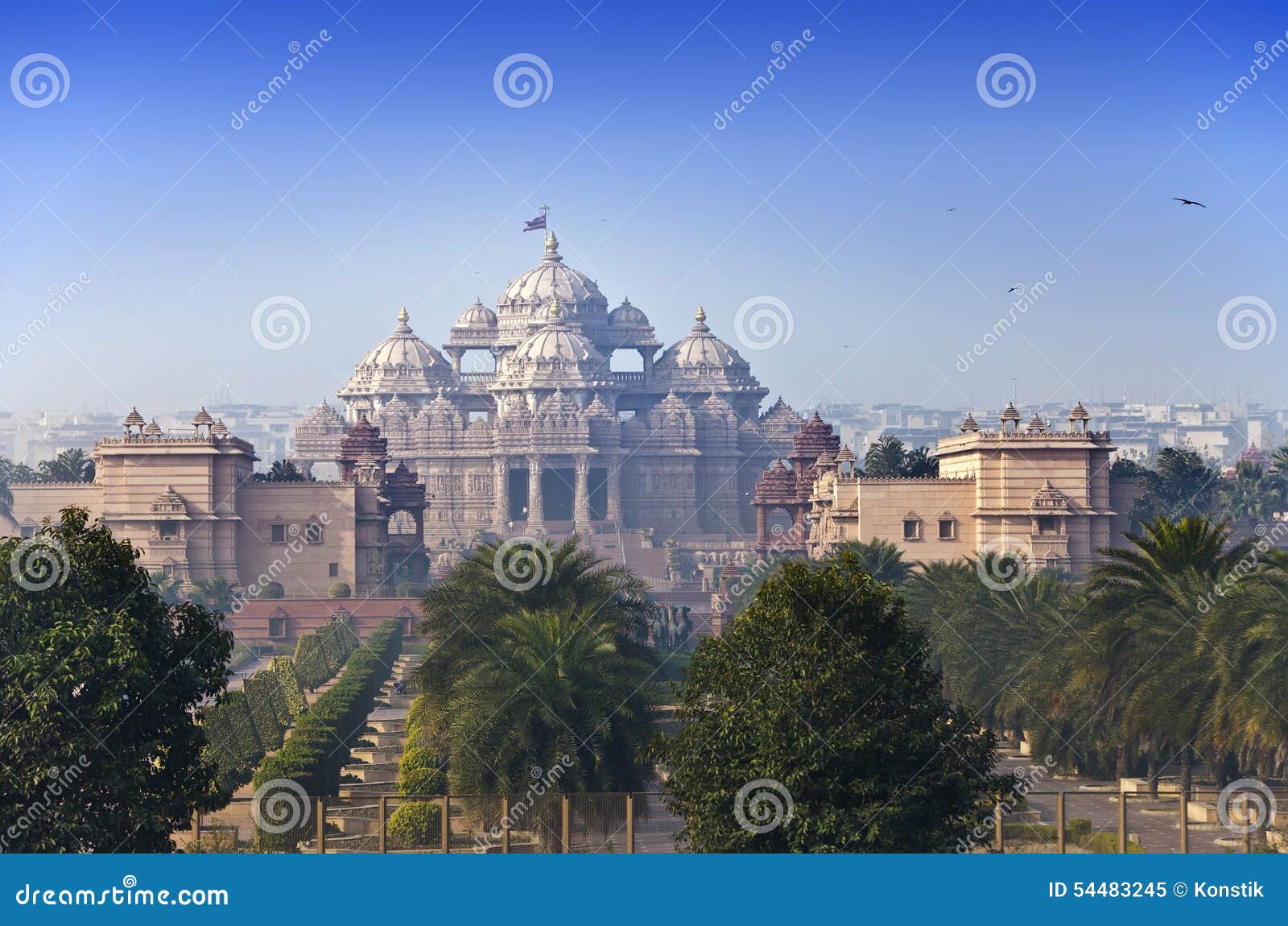 temple akshardham in sunny day, delhi, india