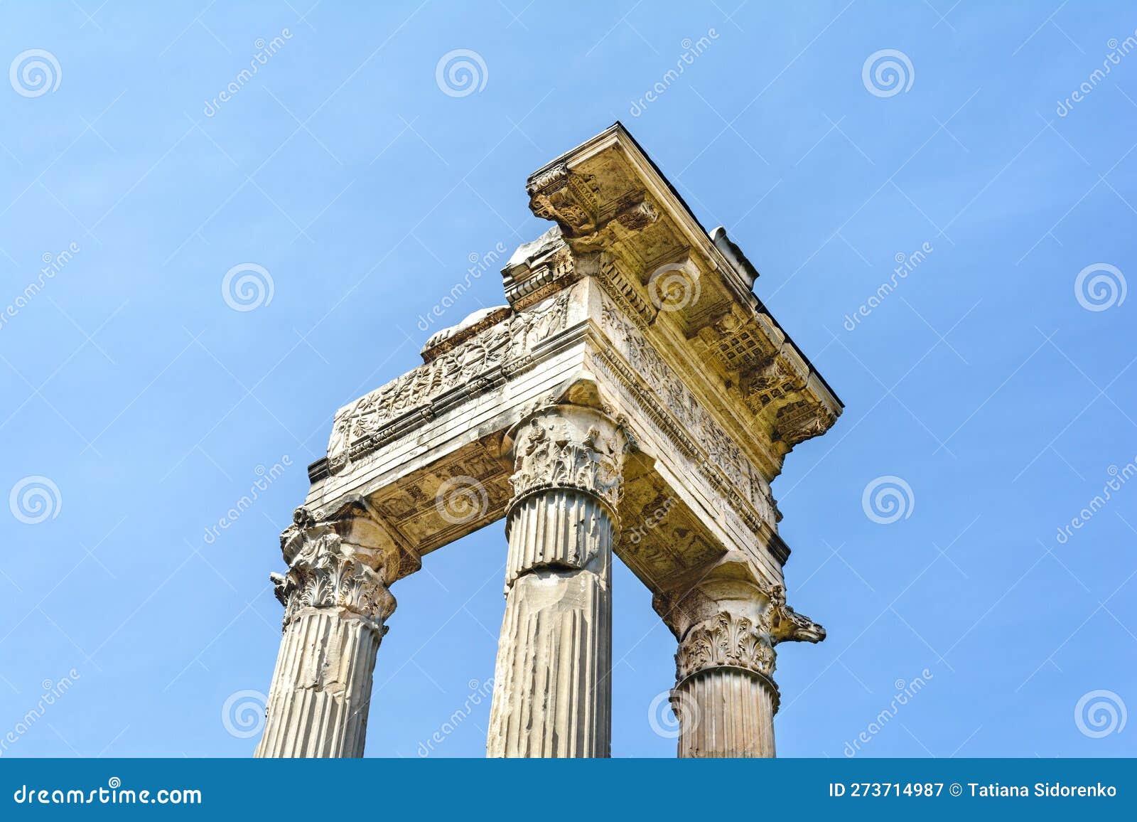 the columns of the temple of apollo near the theater of marcellus. sosiev apollo. apollo sosianus rome. italy