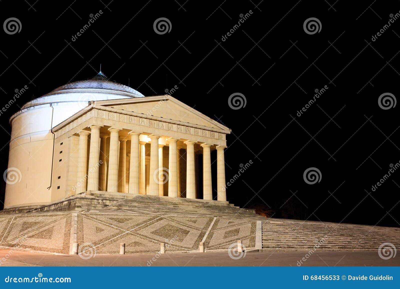 temple of canova night view. roman columns