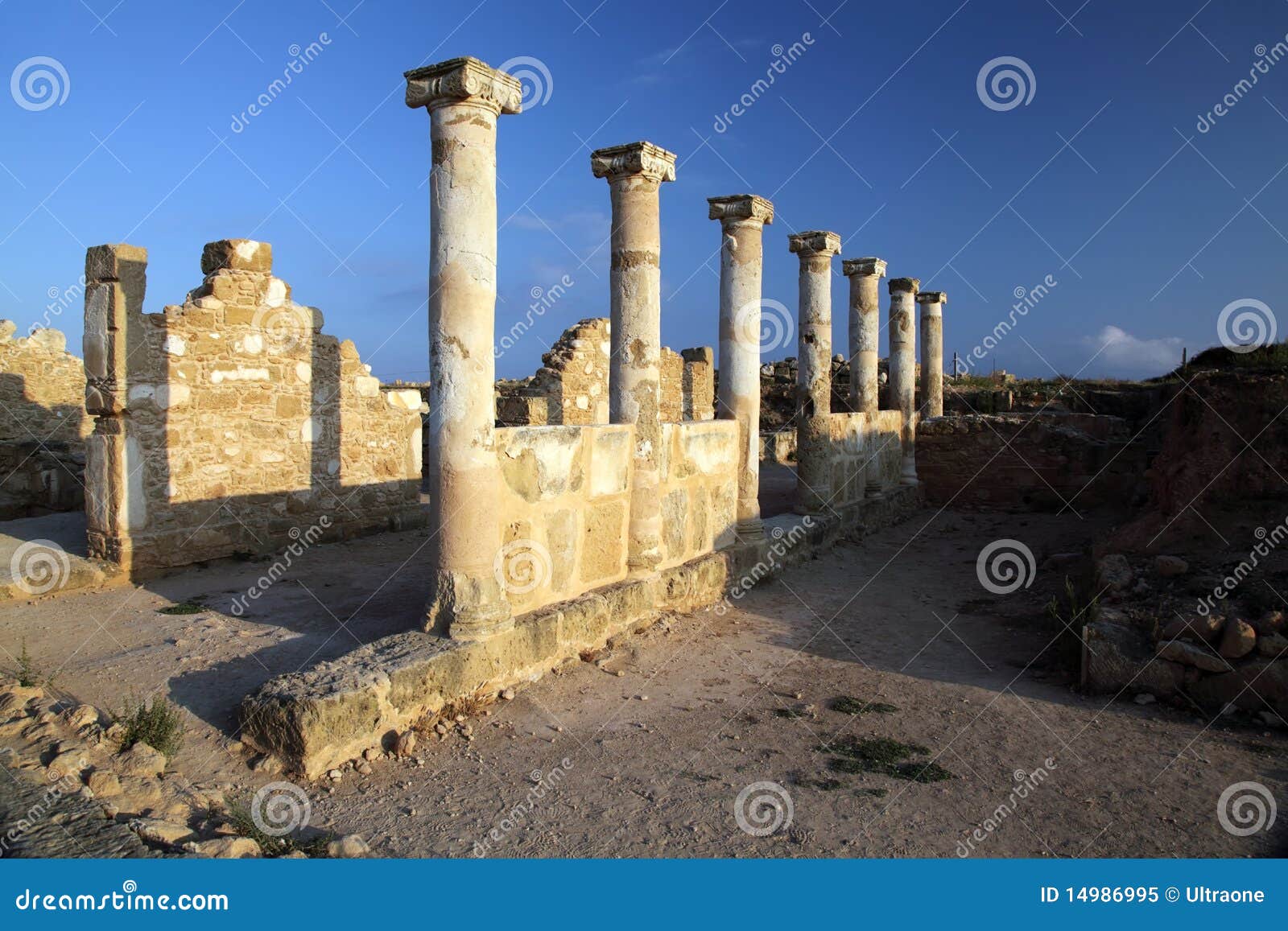 temple columns at paphos, cyprus.