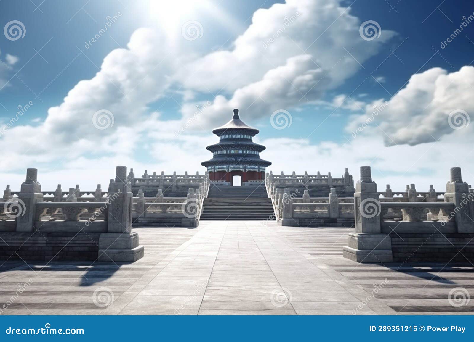 Temple of Heaven in Beijing, China. 3D Rendering Stock Illustration