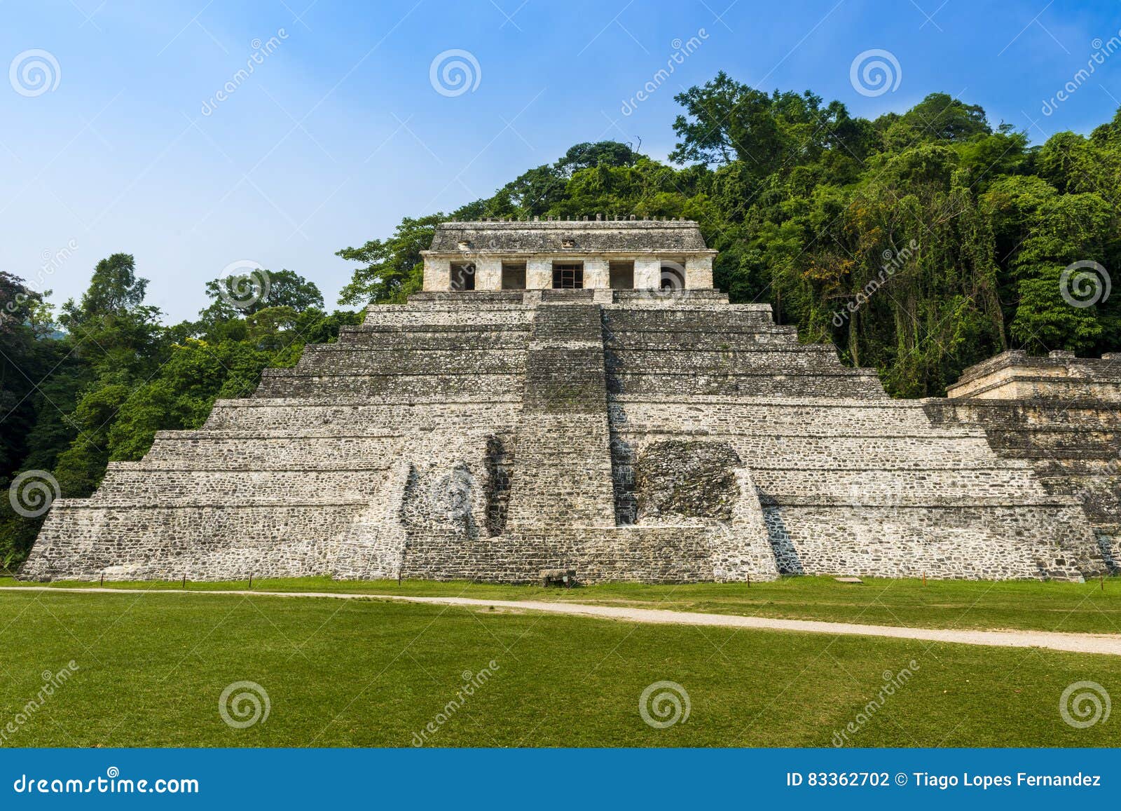 temple of inscriptions in the ancient mayan city of palenque, chiapas, mexico