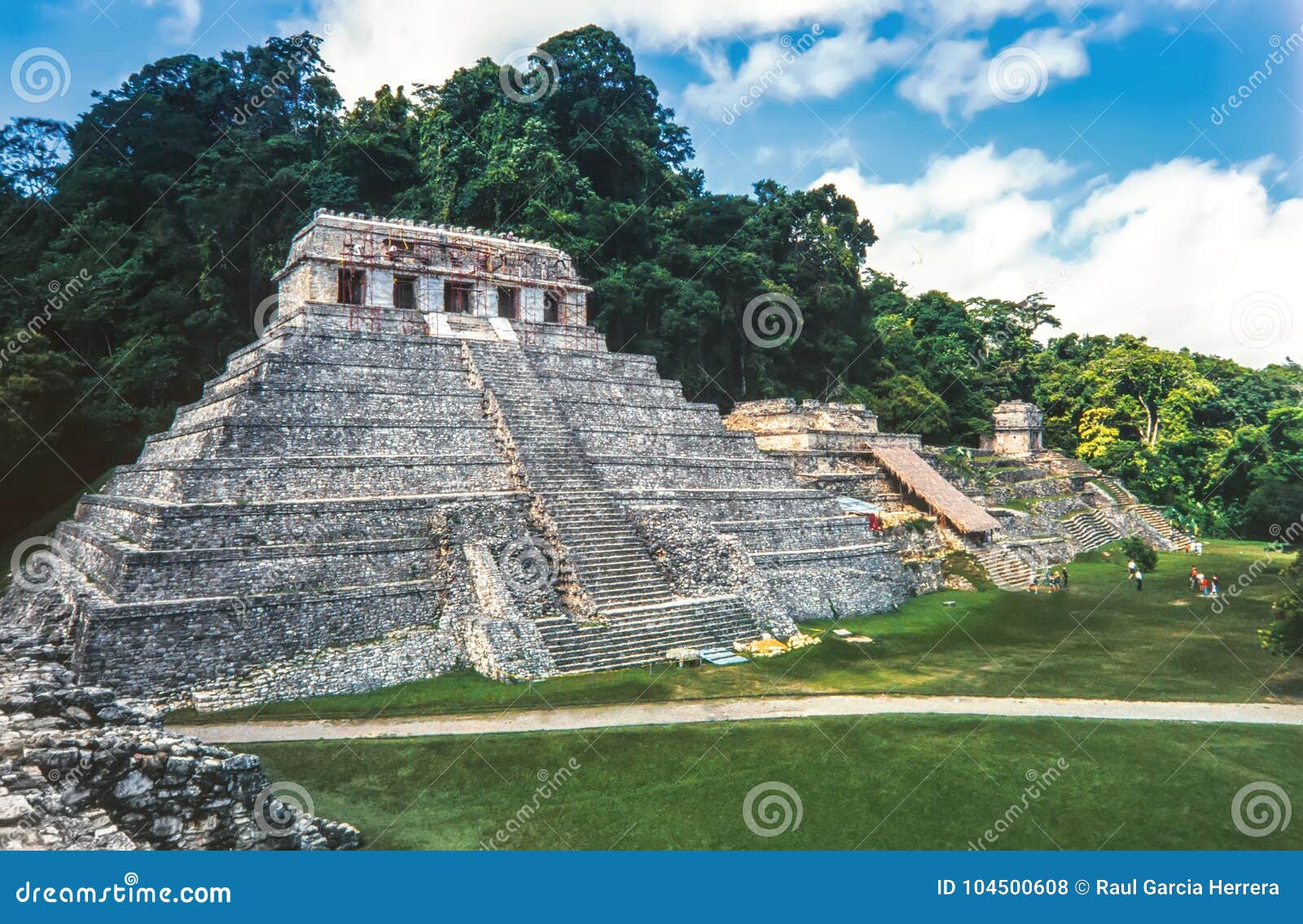 temple of inscriptions at mayan ruins of palenque. chiapas,