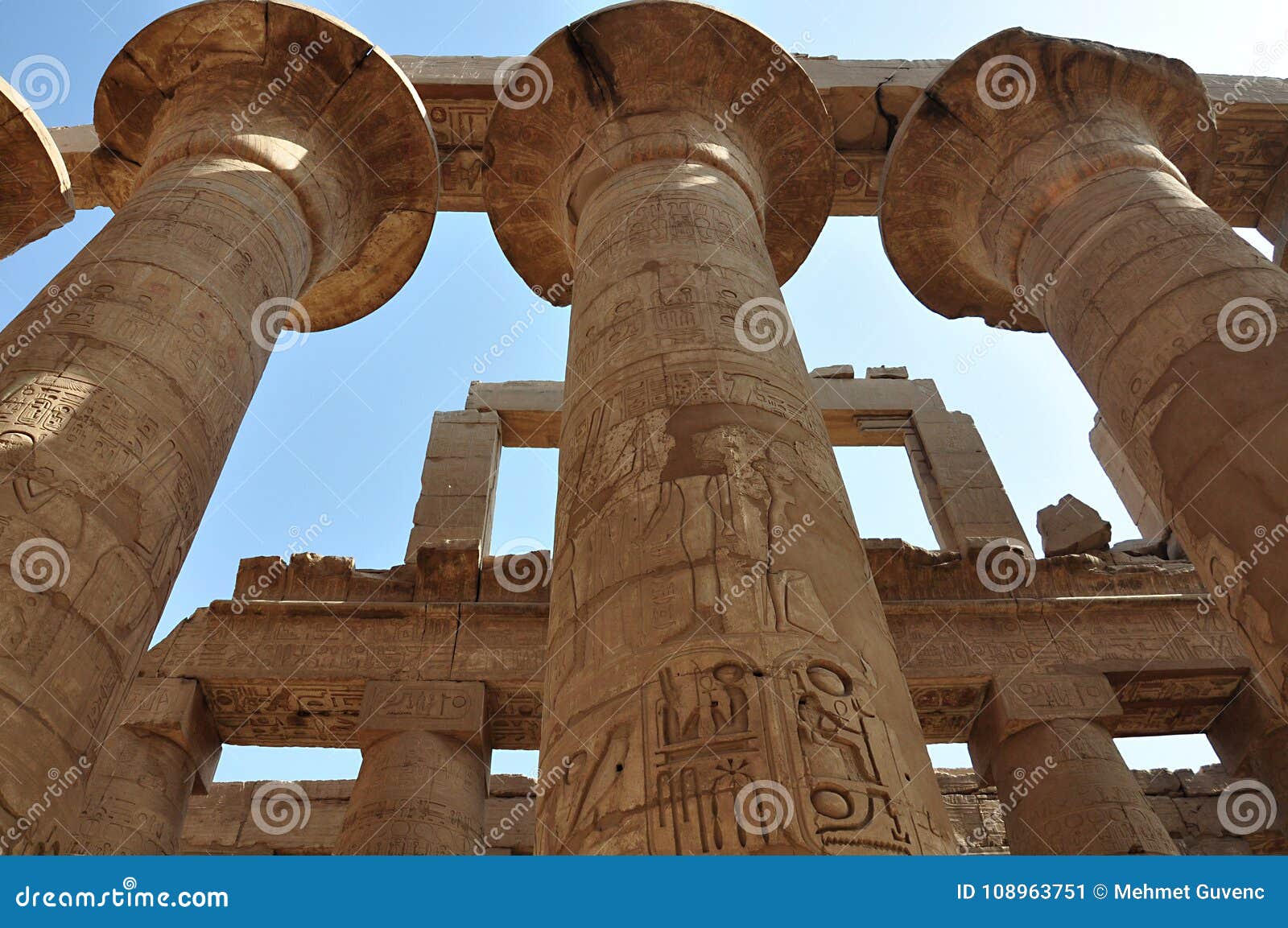 the temple of karnak. columns at the great hypostyle, luxor, egypt