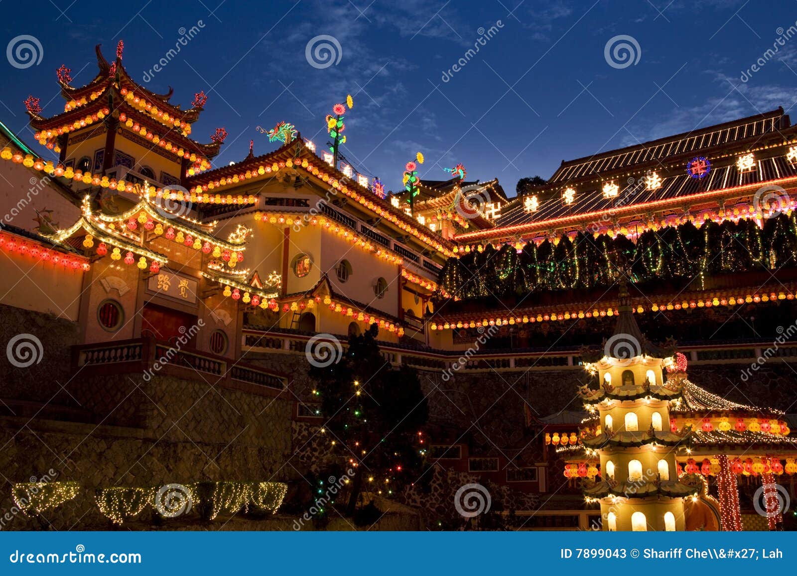 Temple Lighted Up for Chinese New Year Stock Image Image of celebrate