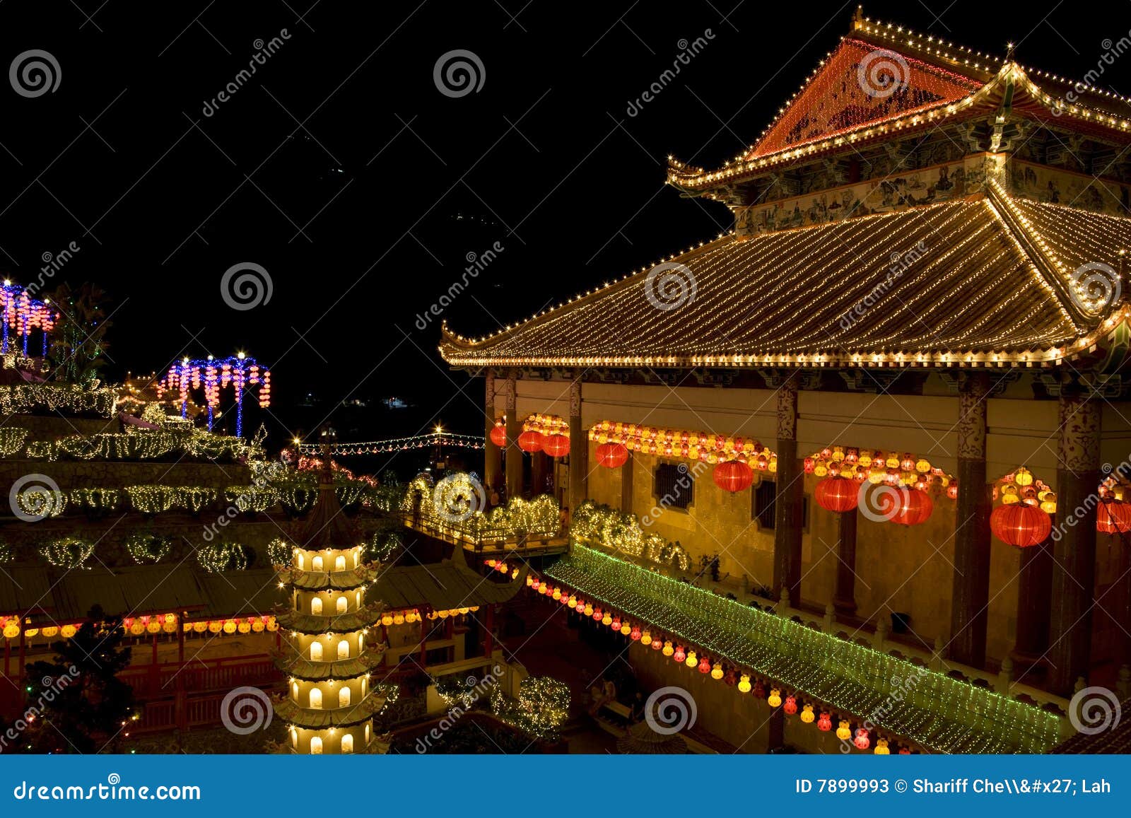 Temple Lighted Up for Chinese New Year Stock Image Image of oriental