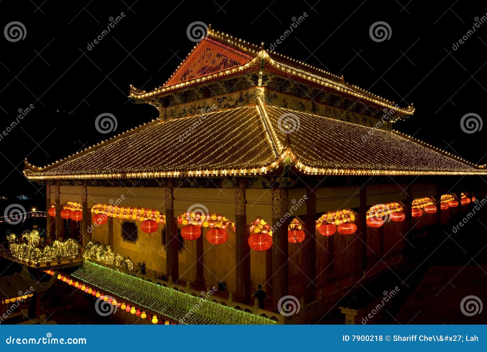 Temple Lighted Up for Chinese New Year Stock Photo Image of siamese