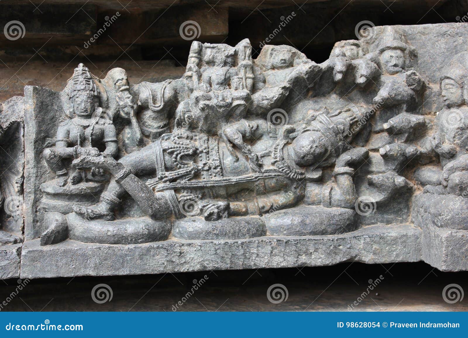 Hoysaleswara Temple Outside Wall Carved with Sculpture of Lord