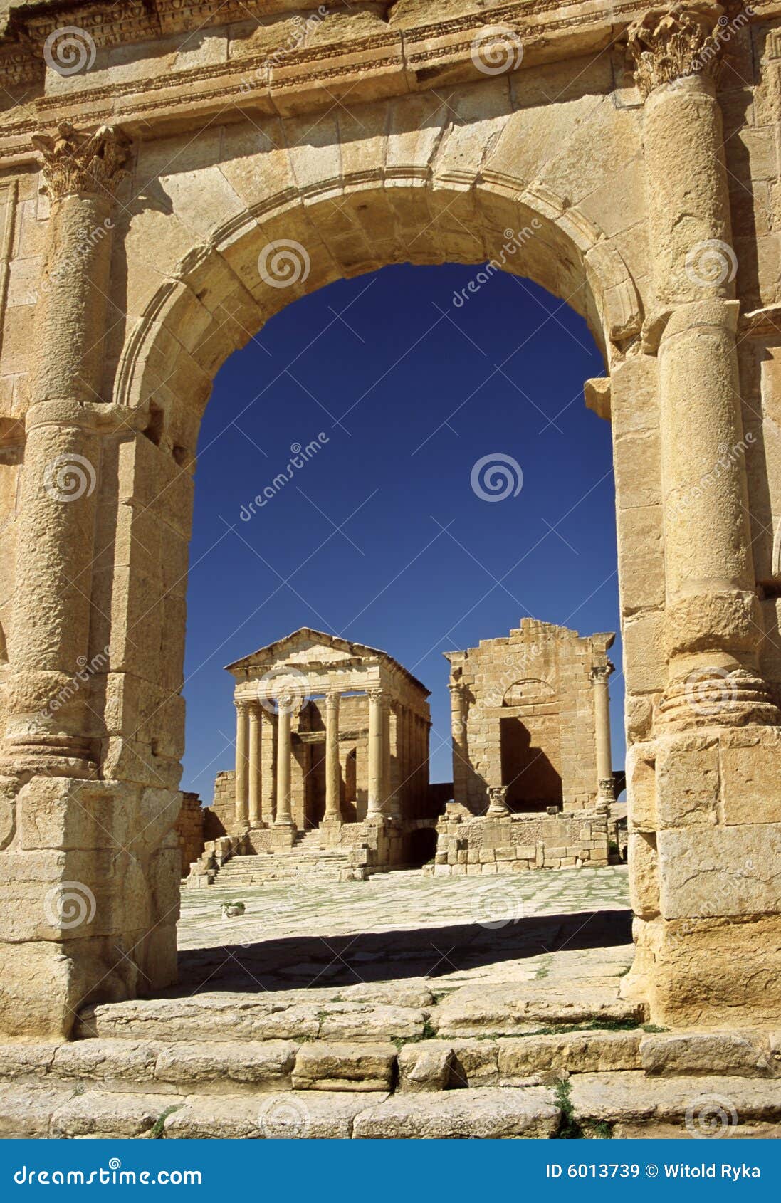 The Temples Seen from Arch in Sufetula Stock Image - Image of ...