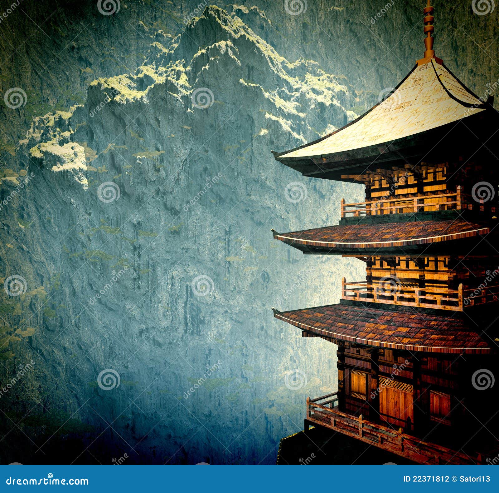Templo budista do zen ilustração stock. Ilustração de tailândia 22371812