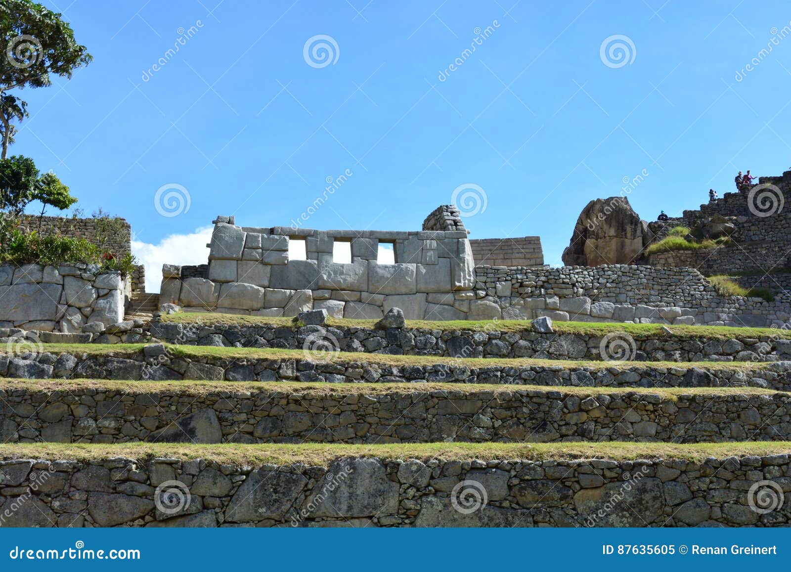 `templo de las tres ventanas` temple at the inca city of machu picchu, peru