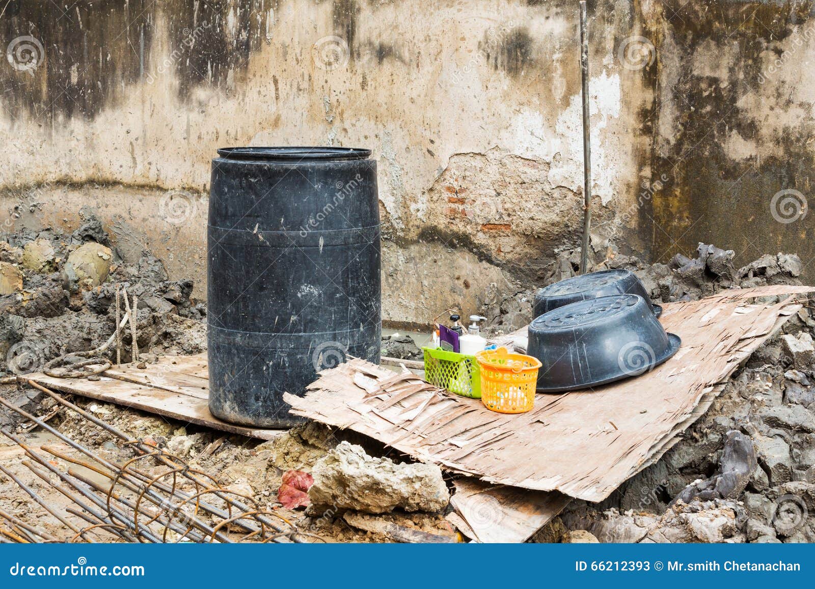 Temporary Bathroom on Construction Site Stock Image Image of shampoo