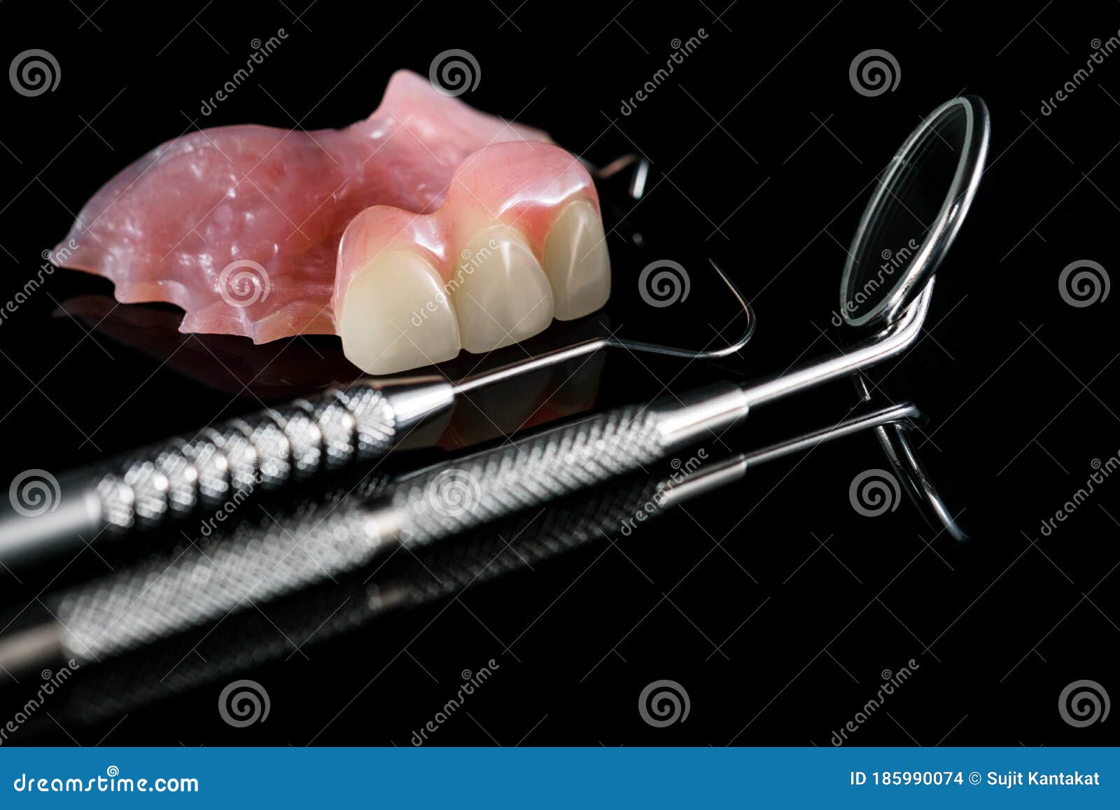 Temporary Denture and Dental Tools. Stock Photo Image of orthodontics