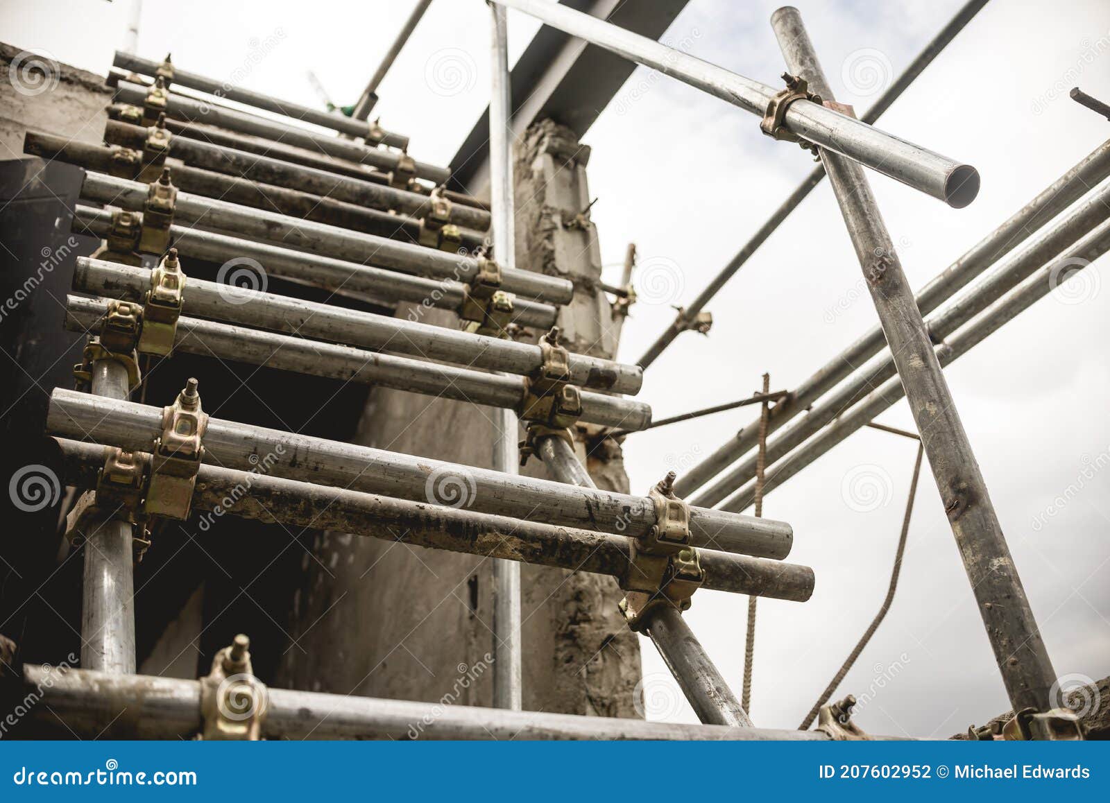 A Temporary and Makeshift Stair Made from Metal Pipe Scaffolding Made