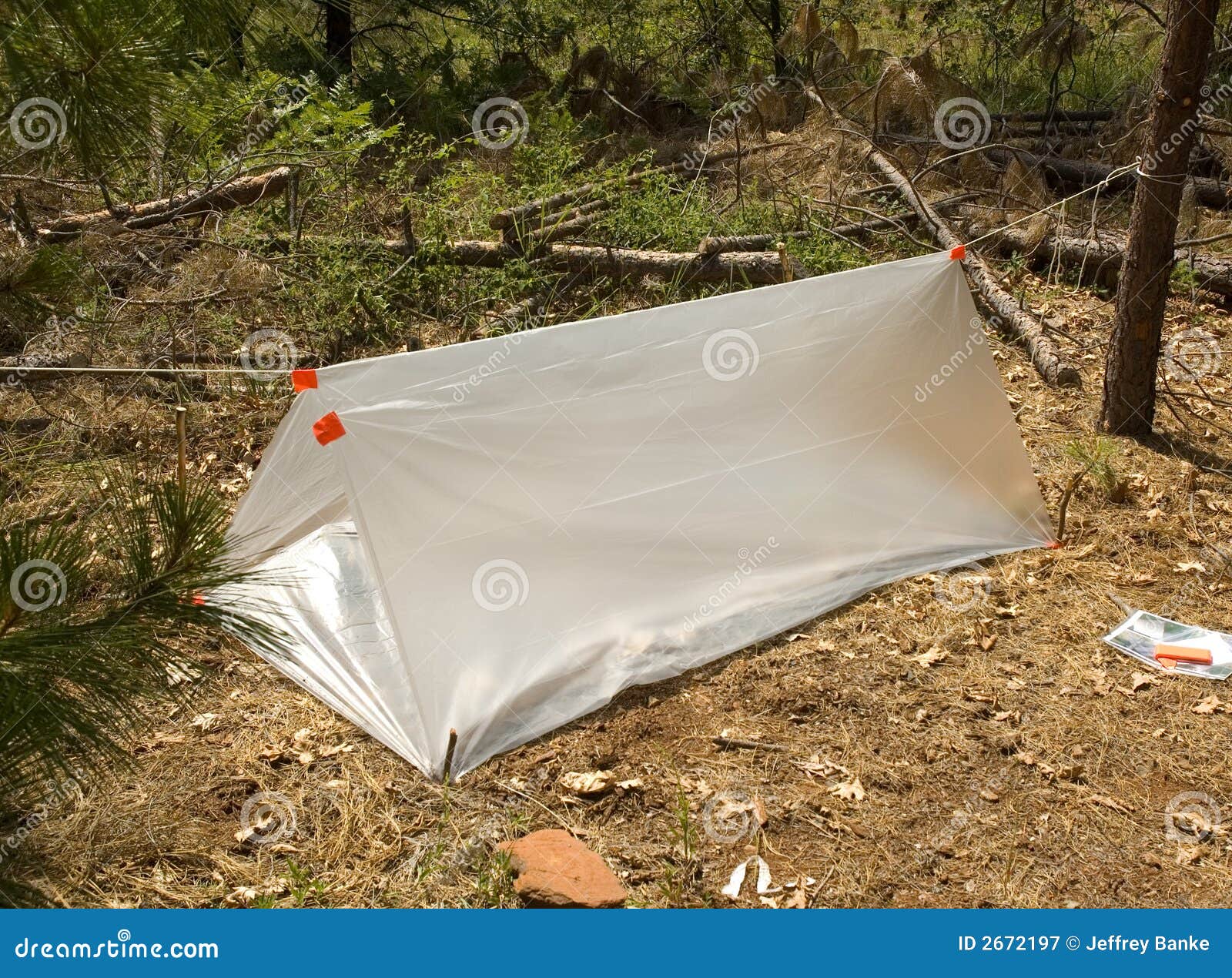 Temporary survival shelter stock image. Image of outback 2672197