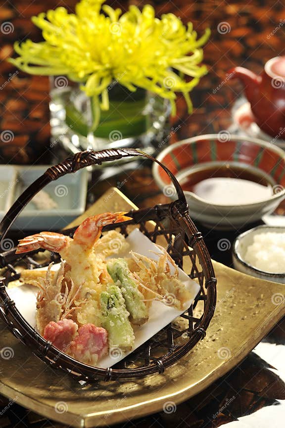 Tempura Platter in Japanese Style in Restaurant Stock Image - Image of