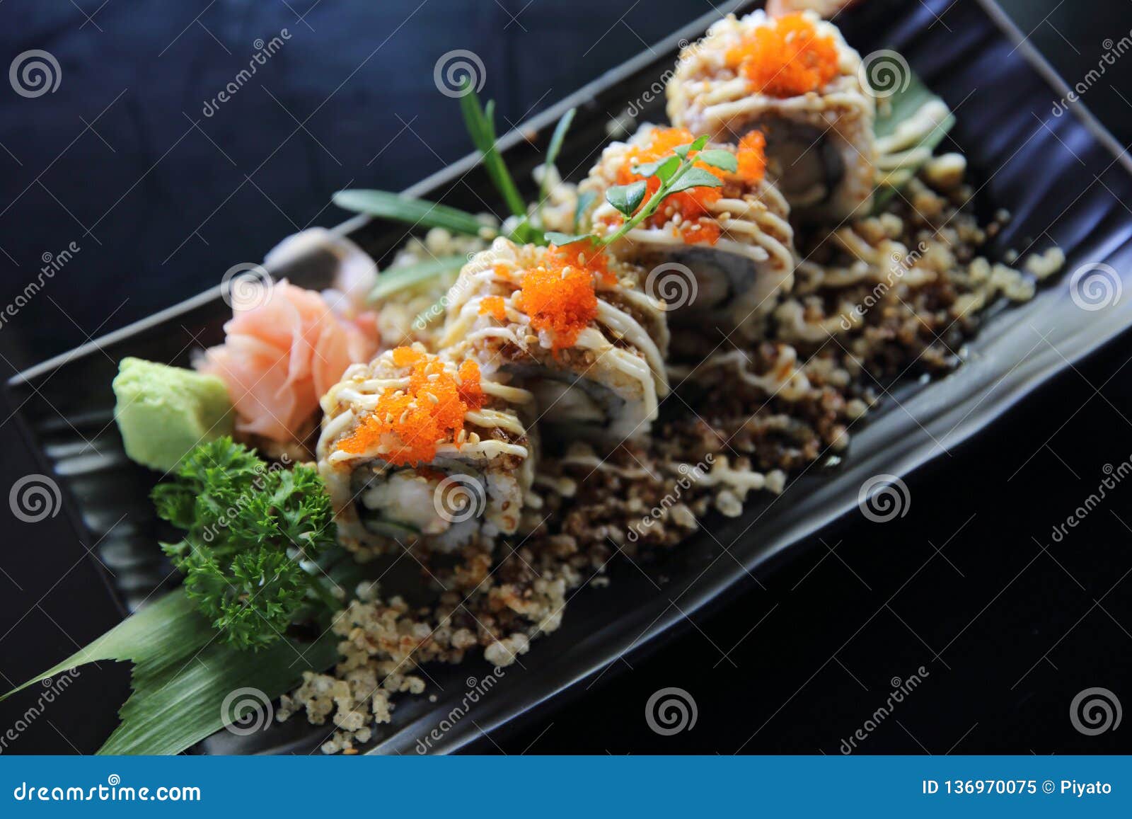 Tempura prawn maki sushi stock image. Image of deep 136970075