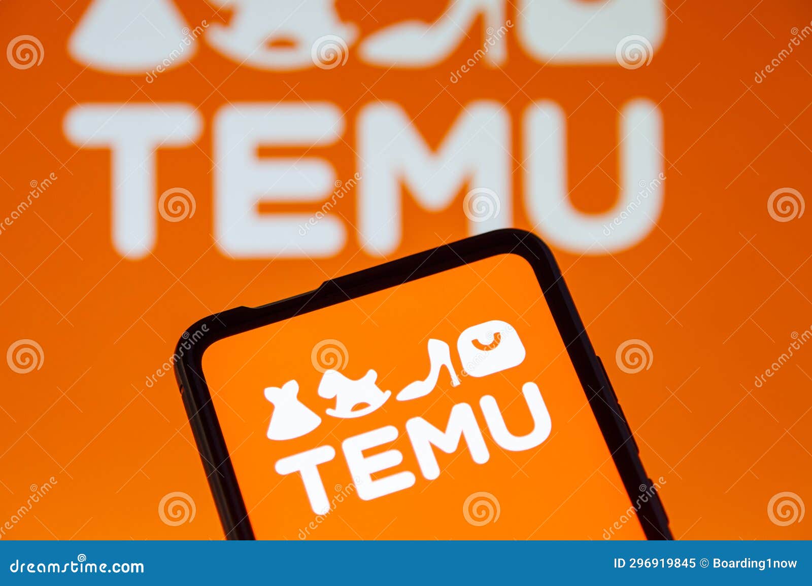 Stuttgart, Germany - July 19, 2023: Temu logo online marketplace ecommerce on a mobile phone and computer screen in Stuttgart, Germany