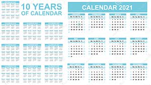 2021 2030 Ten Years Of Calendar Vector Illustration CartoonDealer 