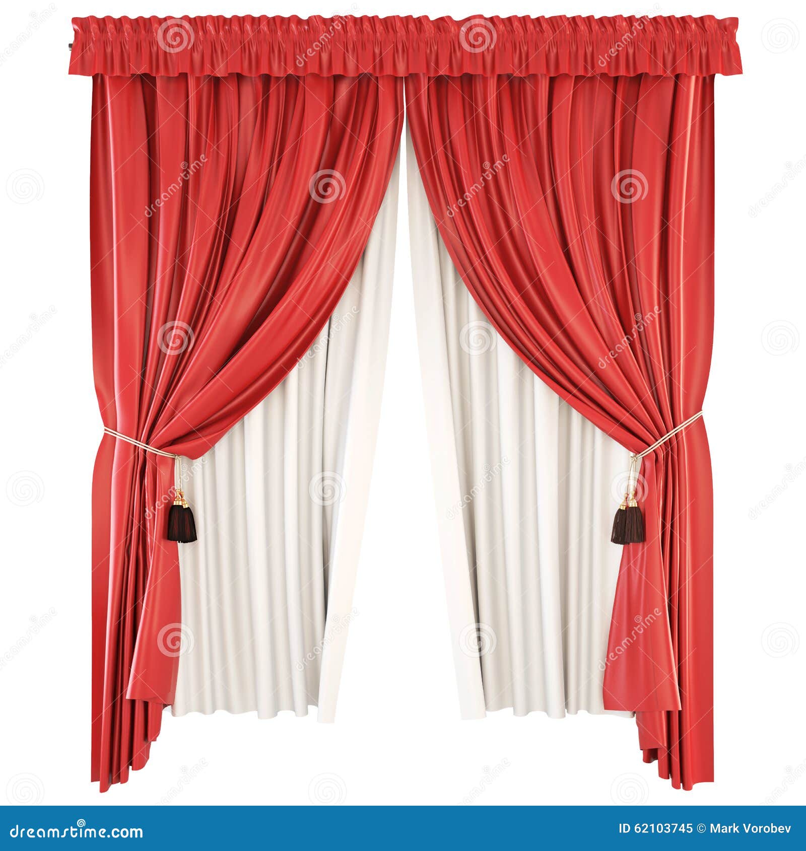 Tende Classiche Con La Mantovana Su Fondo Bianco 3d Illustrazione di Stock  - Illustrazione di corda, telaio: 62103745