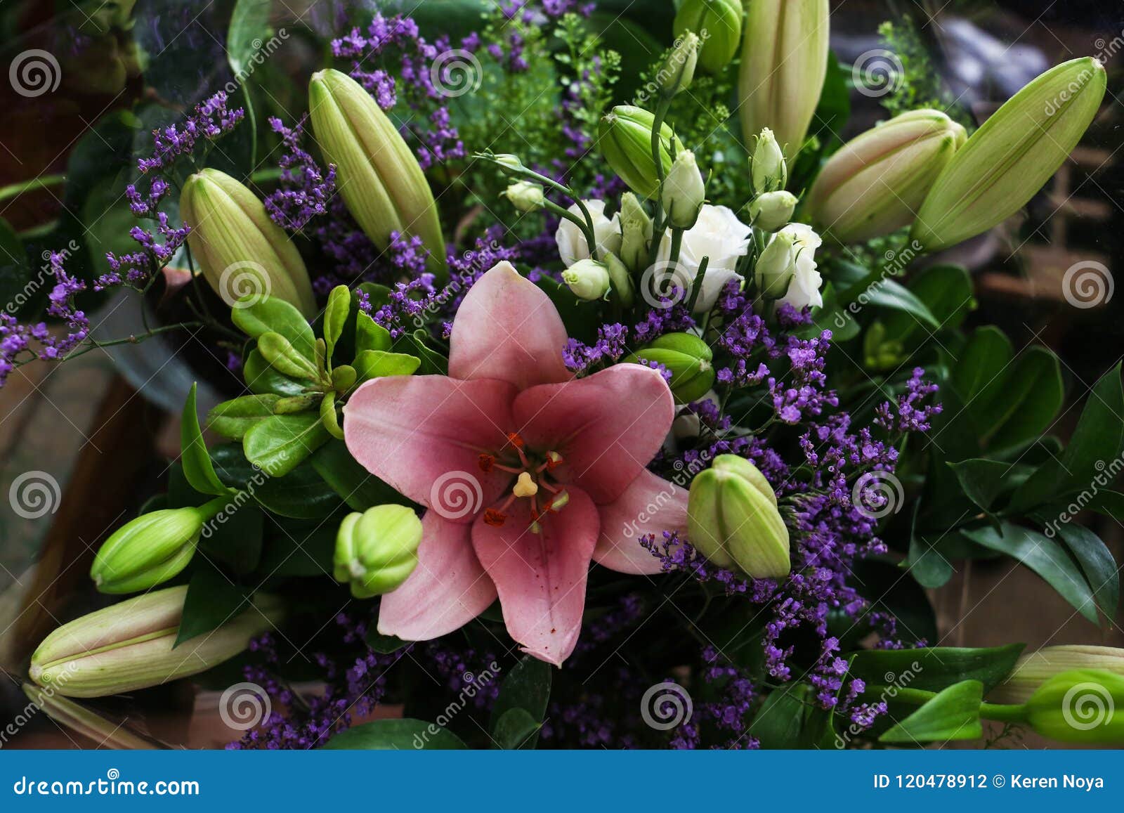 A Lovely Beautiful Bouquet Consisting of Pink Lilies Stock Photo ...