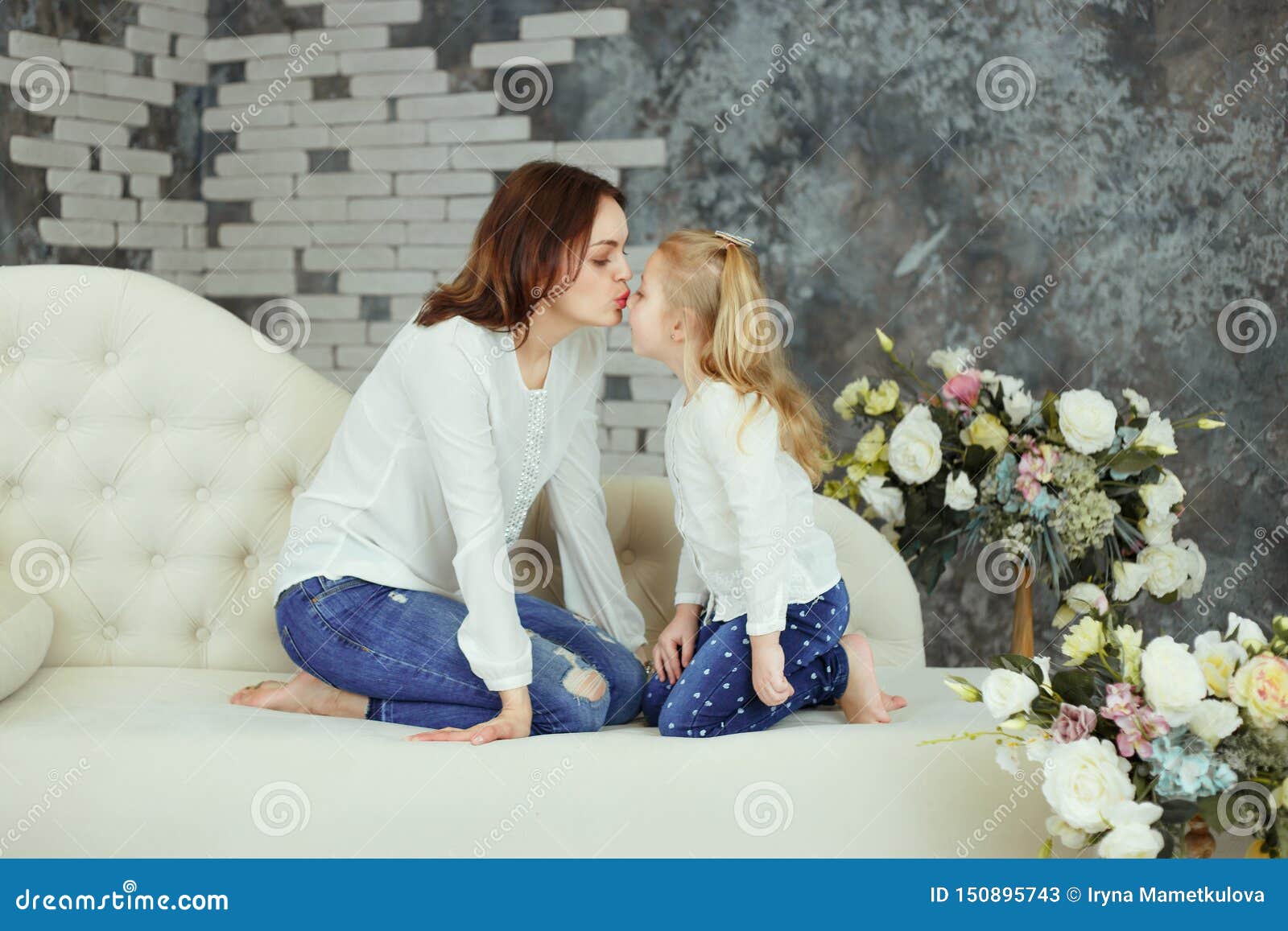 Tender Kiss Mother And Daughter Stock Image Image Of Love Care 150895743