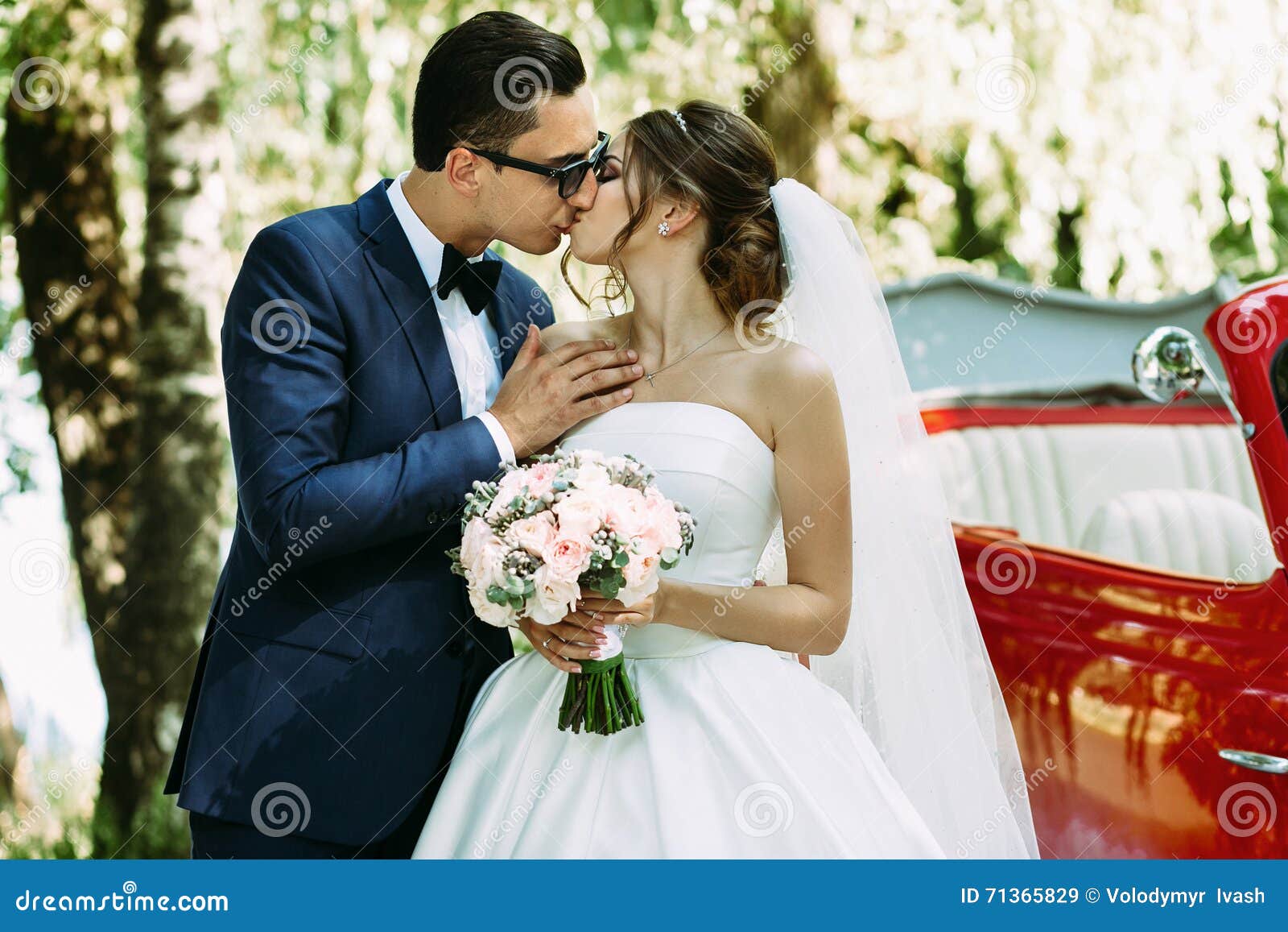 Tender Kiss of the Two in Their Wedding Day Stock Image Image of