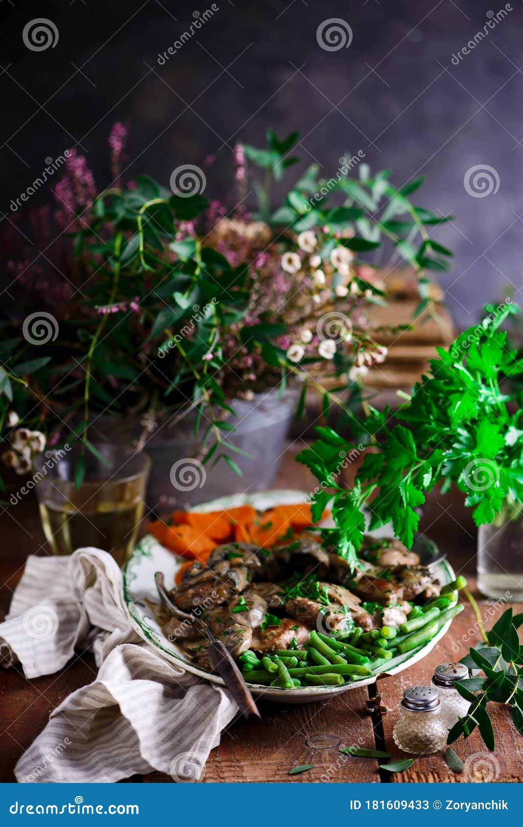 Tender Pork Marsala with Vegetables..selective Focus Stock Image