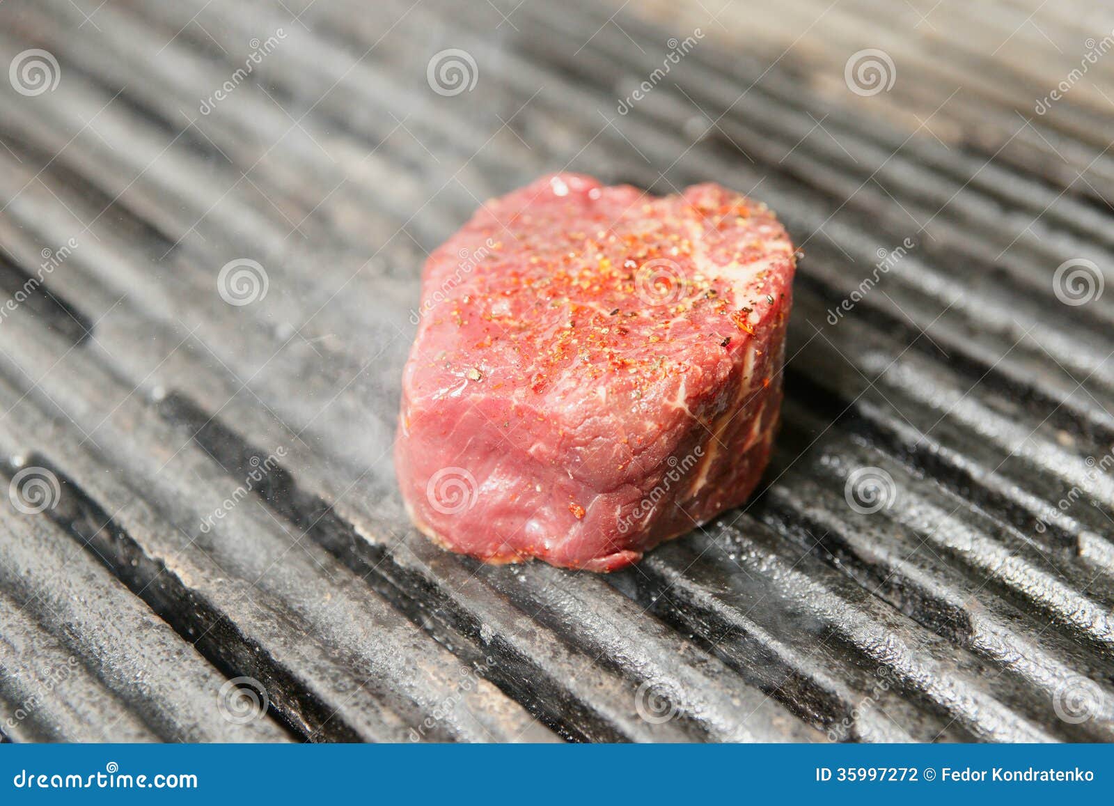 Tenderloin steak on grill stock photo. Image of pattern 35997272