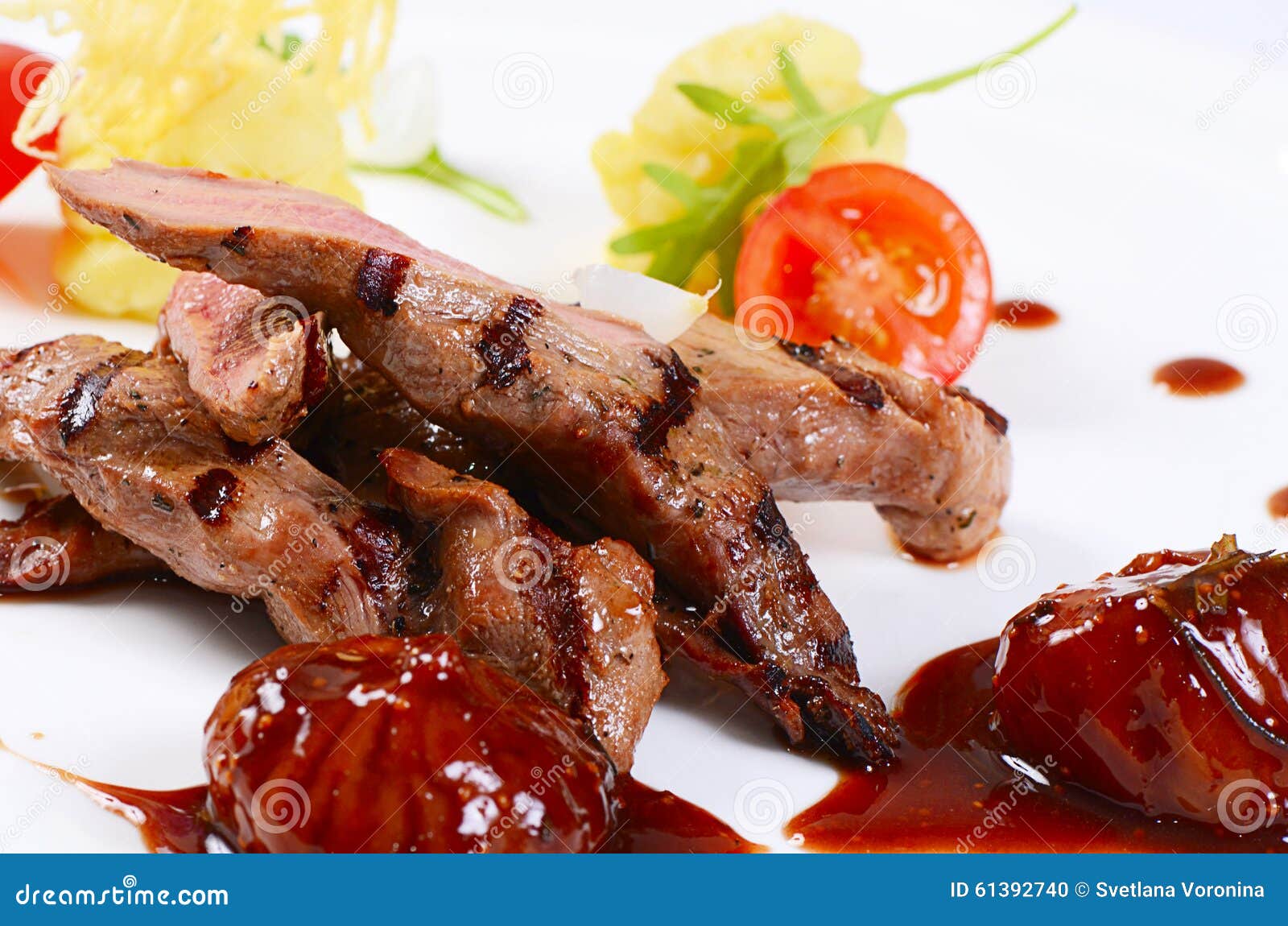 Tenderloin of Veal with Sauce Figs Stock Photo Image of figs, dish