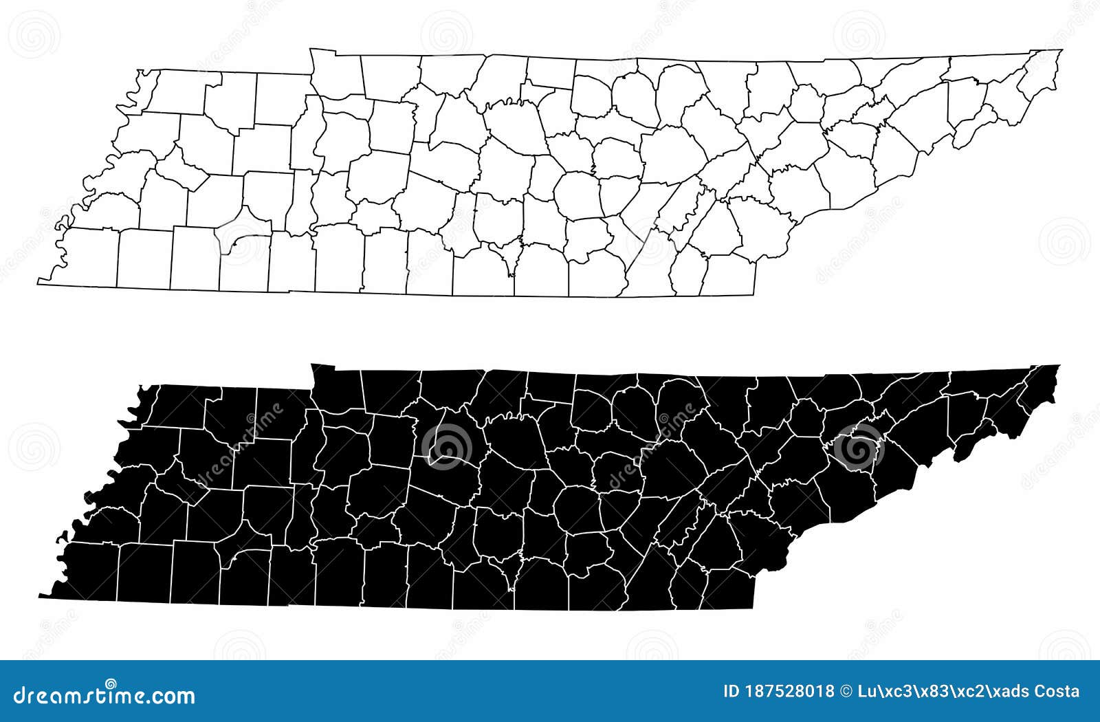 Tennessee County Maps stock illustration. Illustration of north - 187528018