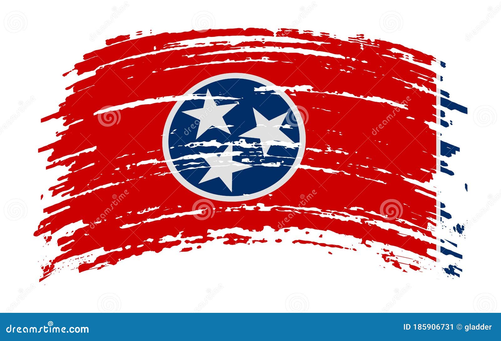 Tennessee Flag in Grunge Brush Stroke, Vector Stock Illustration
