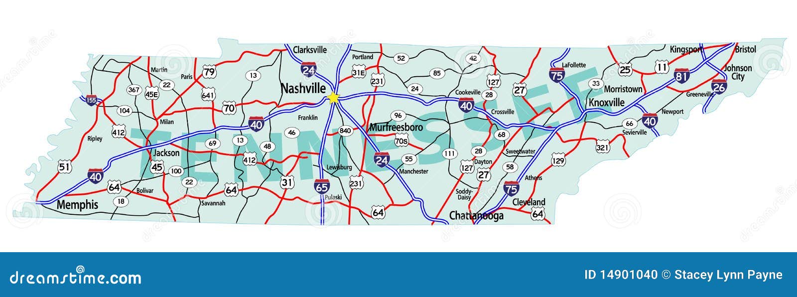 tennessee state interstate map