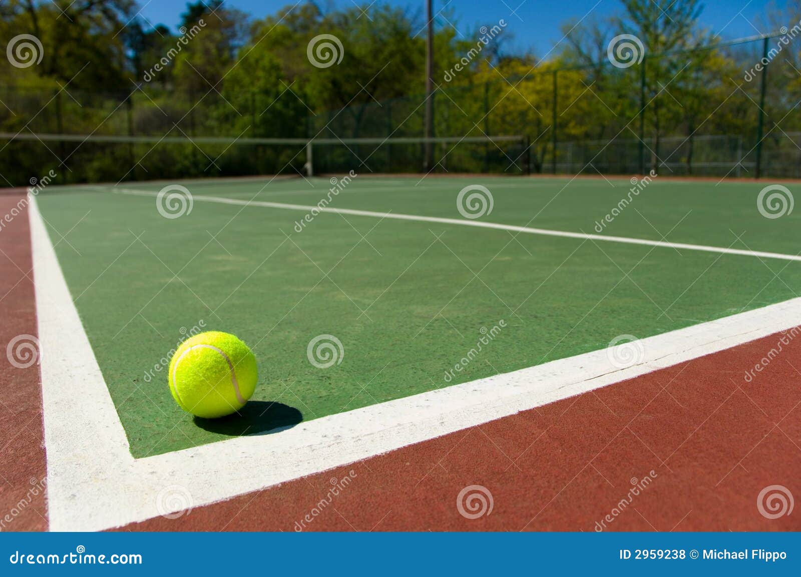 Tennis ball on Court stock photo. Image of shadow, blue 2959238