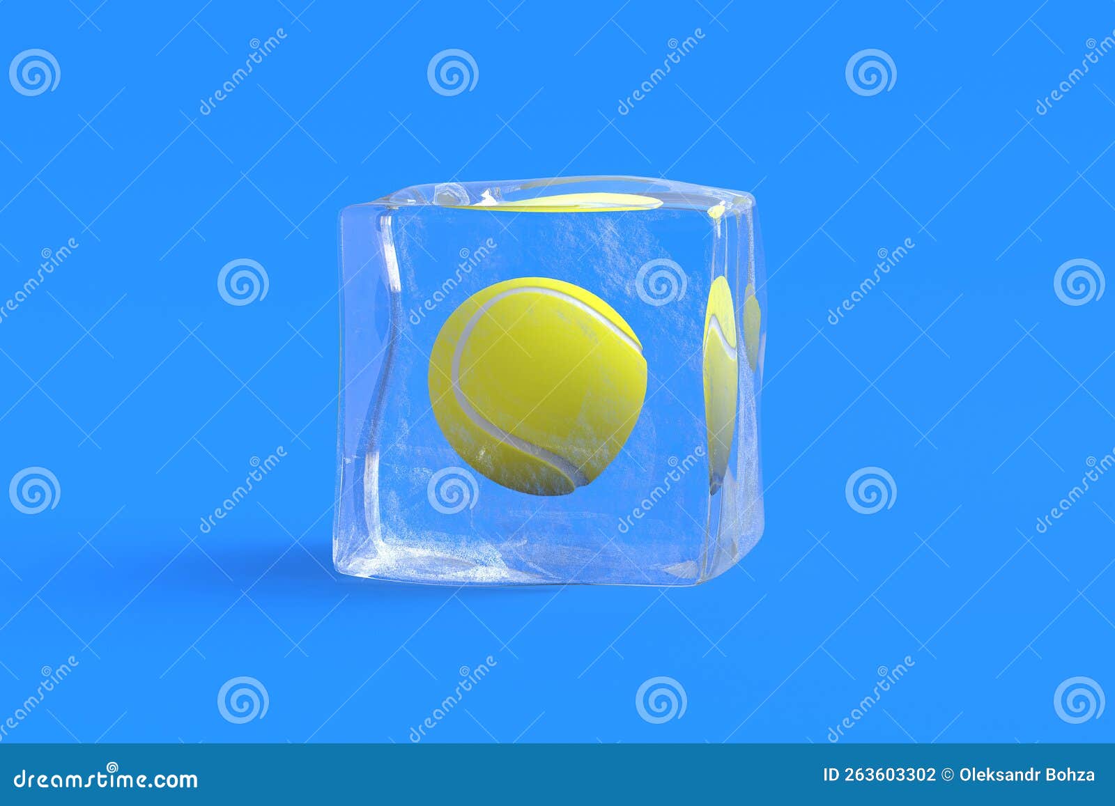 Tennis ball in ice cube stock illustration. Illustration of athletic 263603302