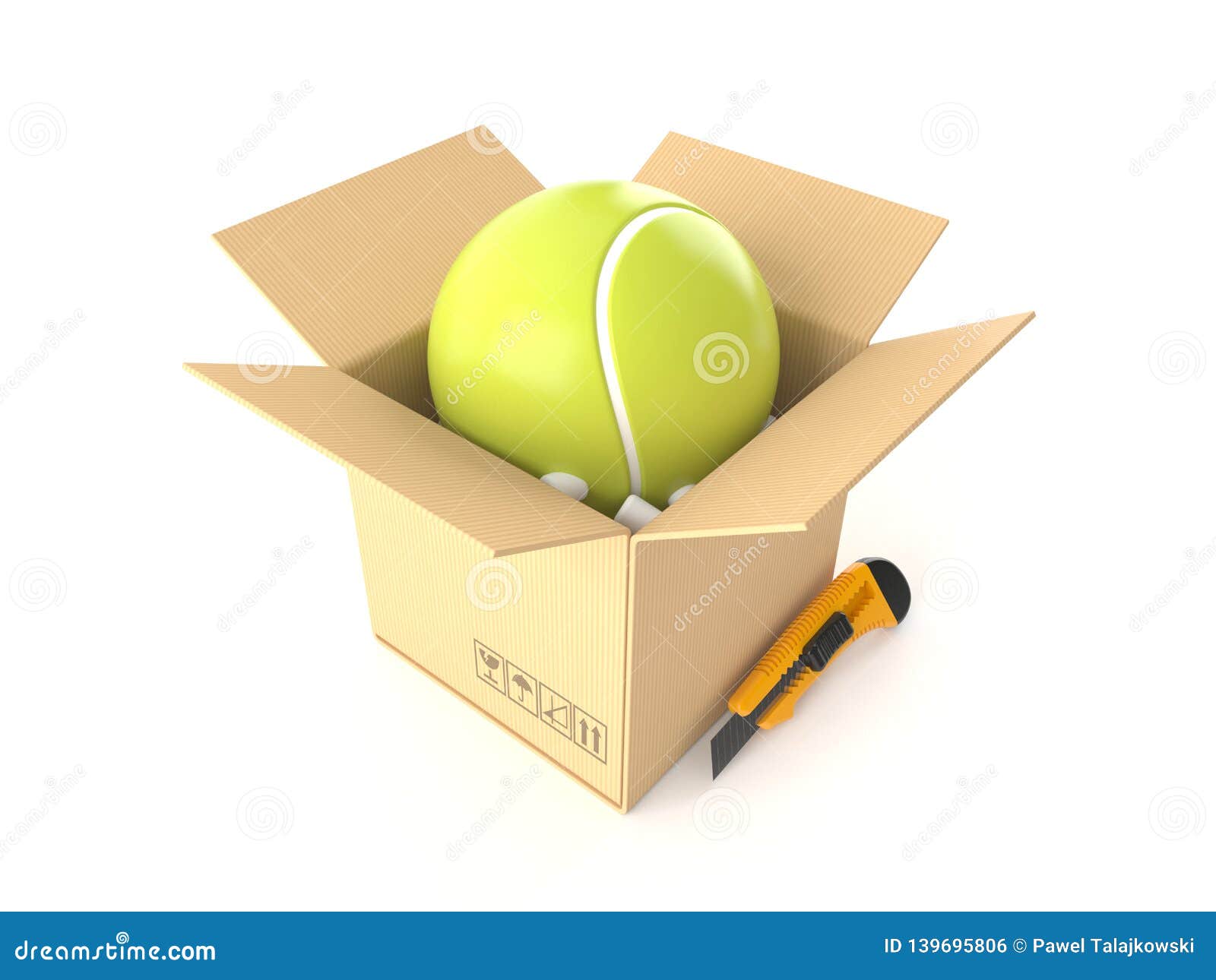 Tennis ball inside package stock illustration. Illustration of