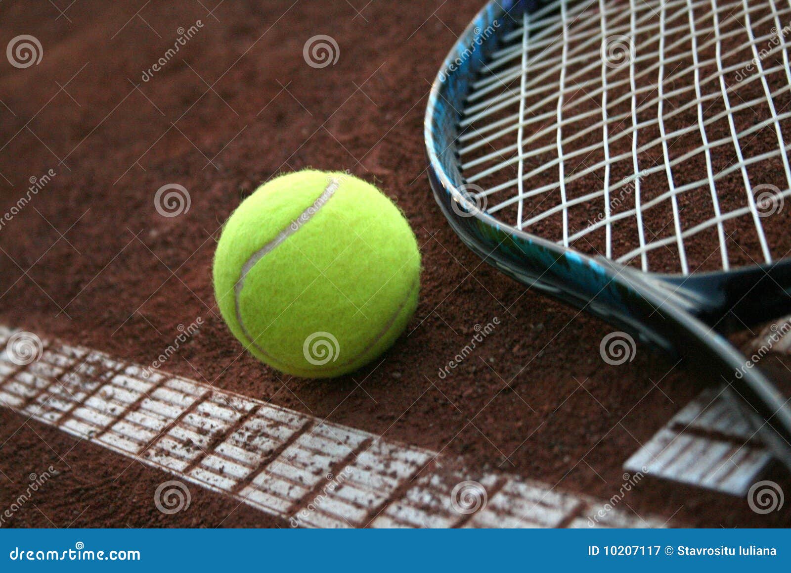 Tennis ball and a racket stock image. Image of court 10207117