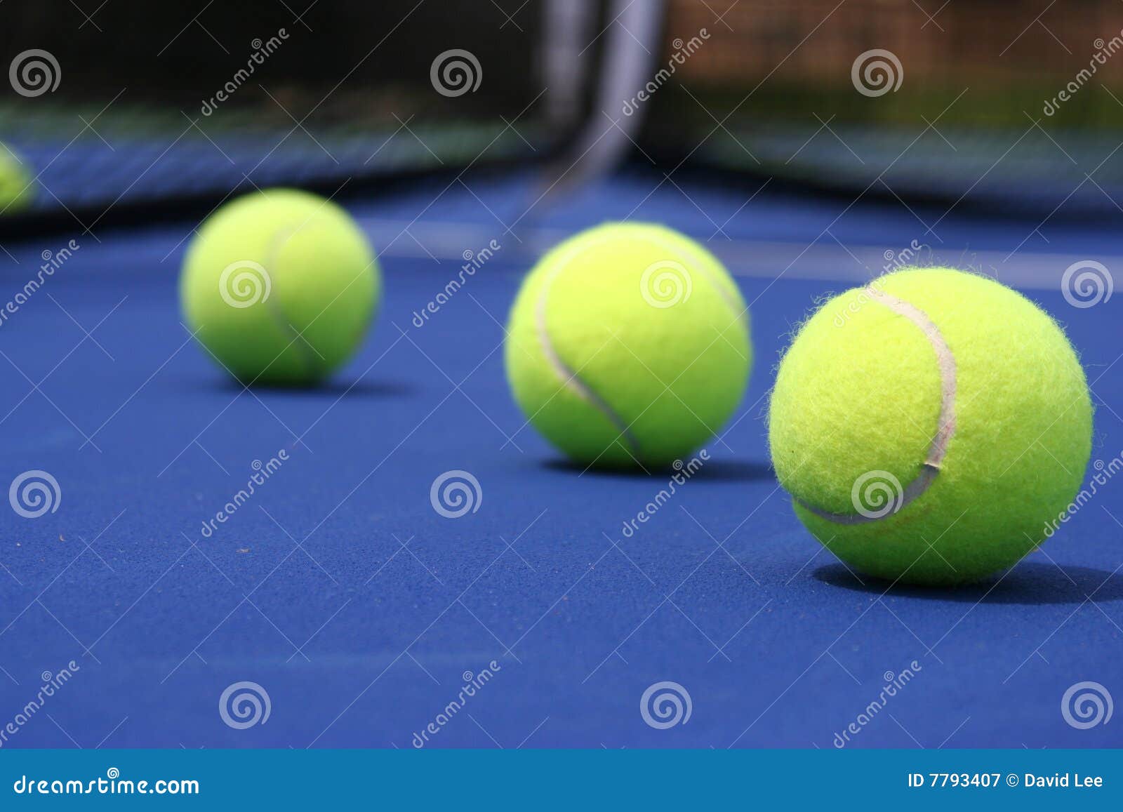 Tennis Balls on Blue Court stock image. Image of professional 7793407