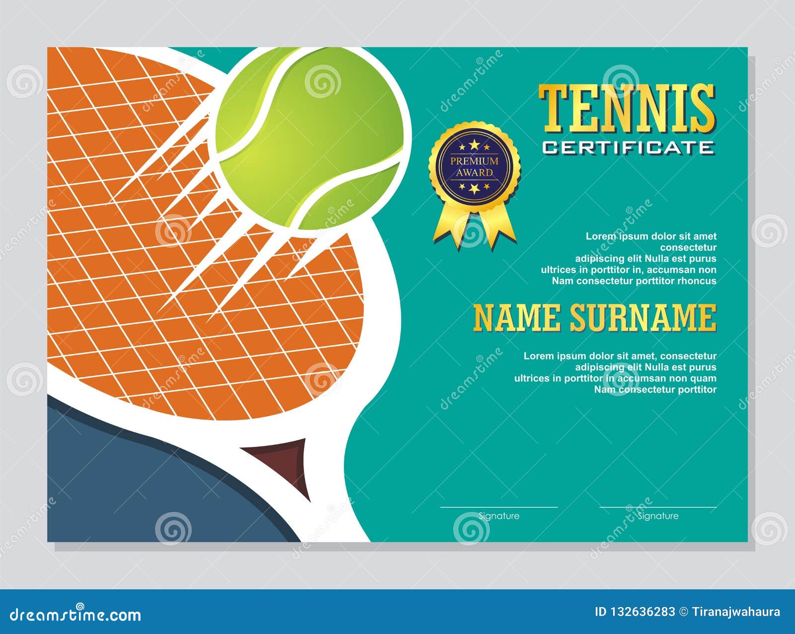 Tennis Certificate - Award Template with Colorful and Stylish Intended For Tennis Certificate Template Free