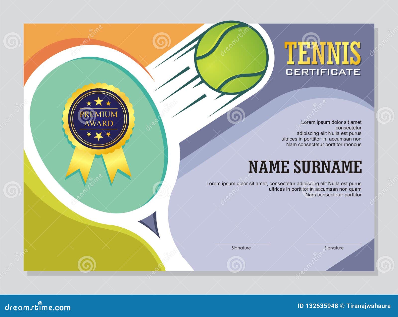 Tennis Certificate - Award Template with Colorful and Stylish With Tennis Gift Certificate Template