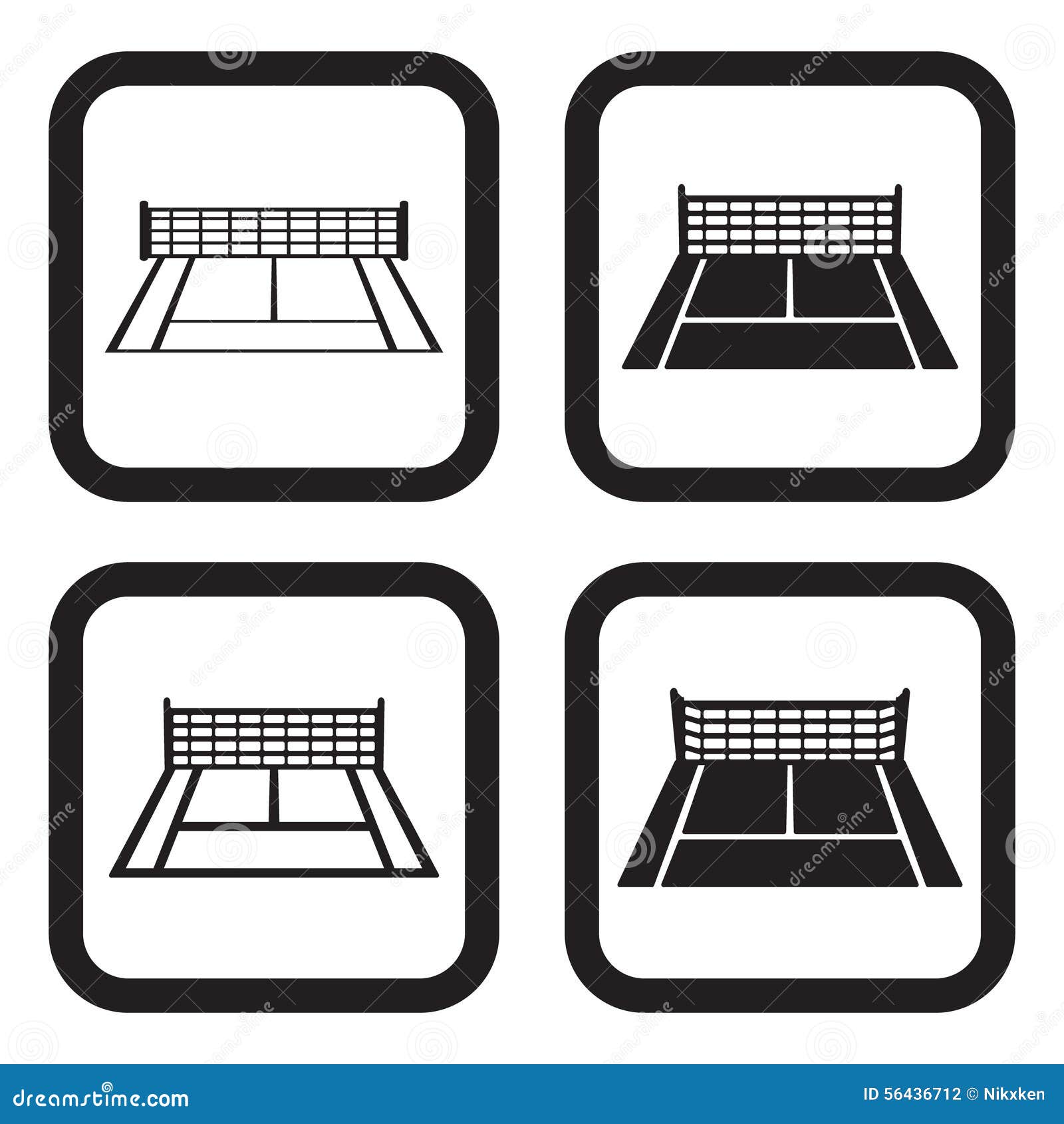 Tennis Court Icon Four Variations Stock Vector Illustration of