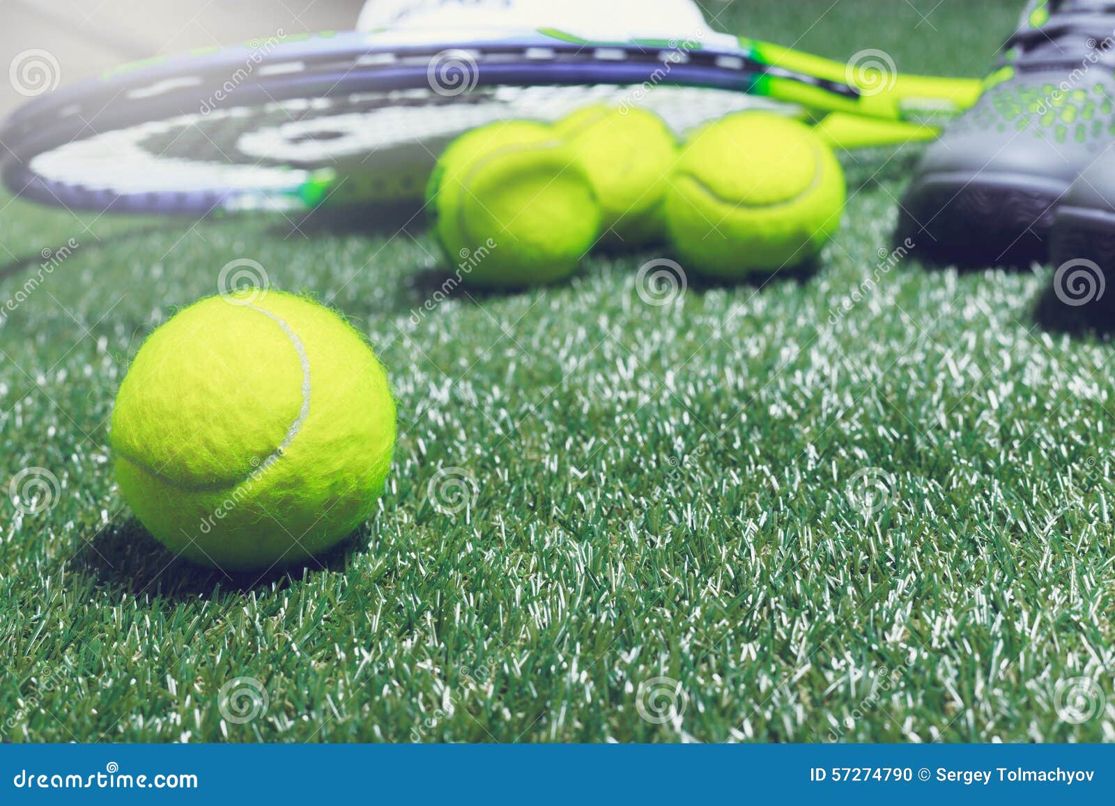 Tennis equipment stock photo. Image of yellow, balls 57274790