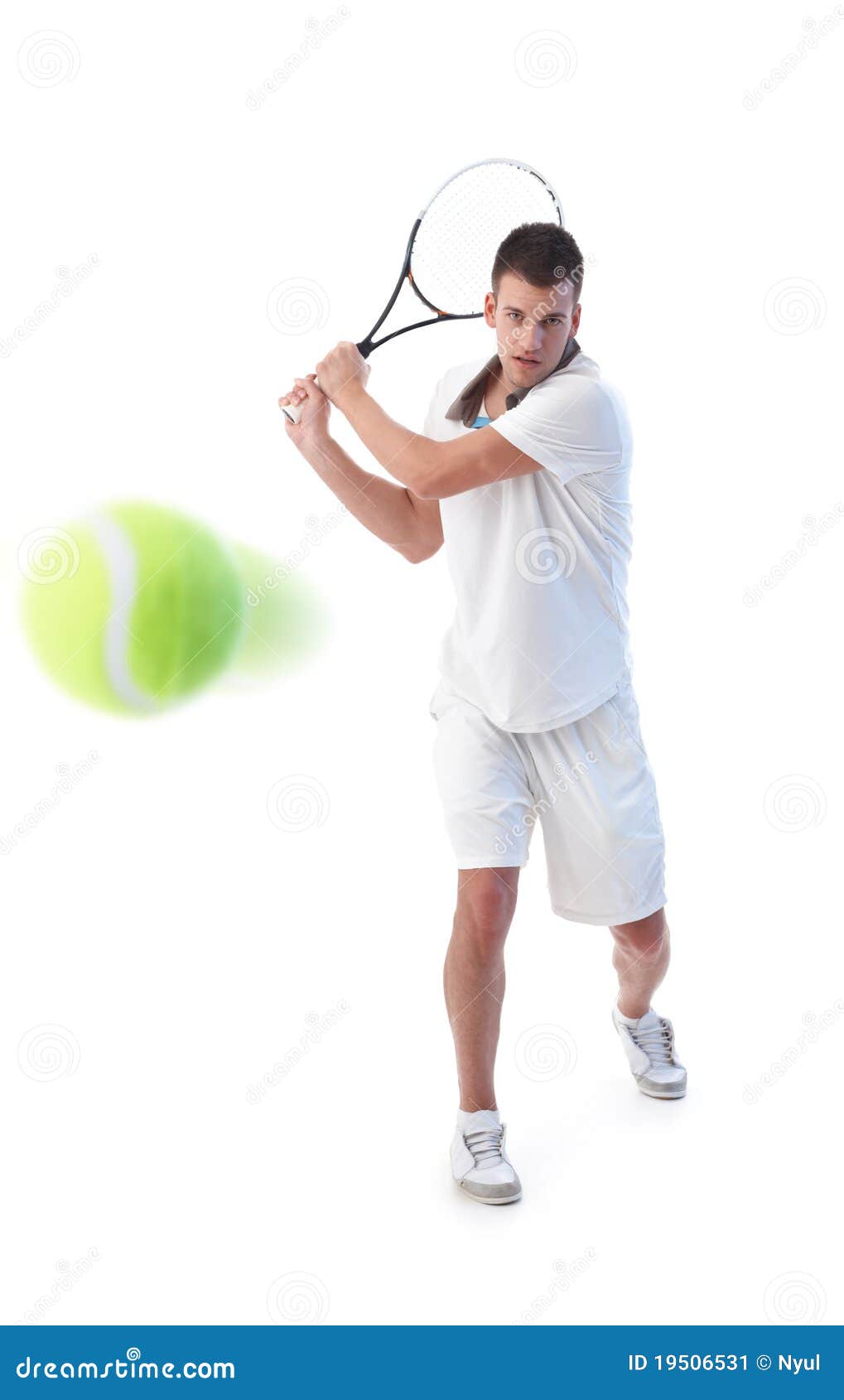 tennis player doing backhand stroke