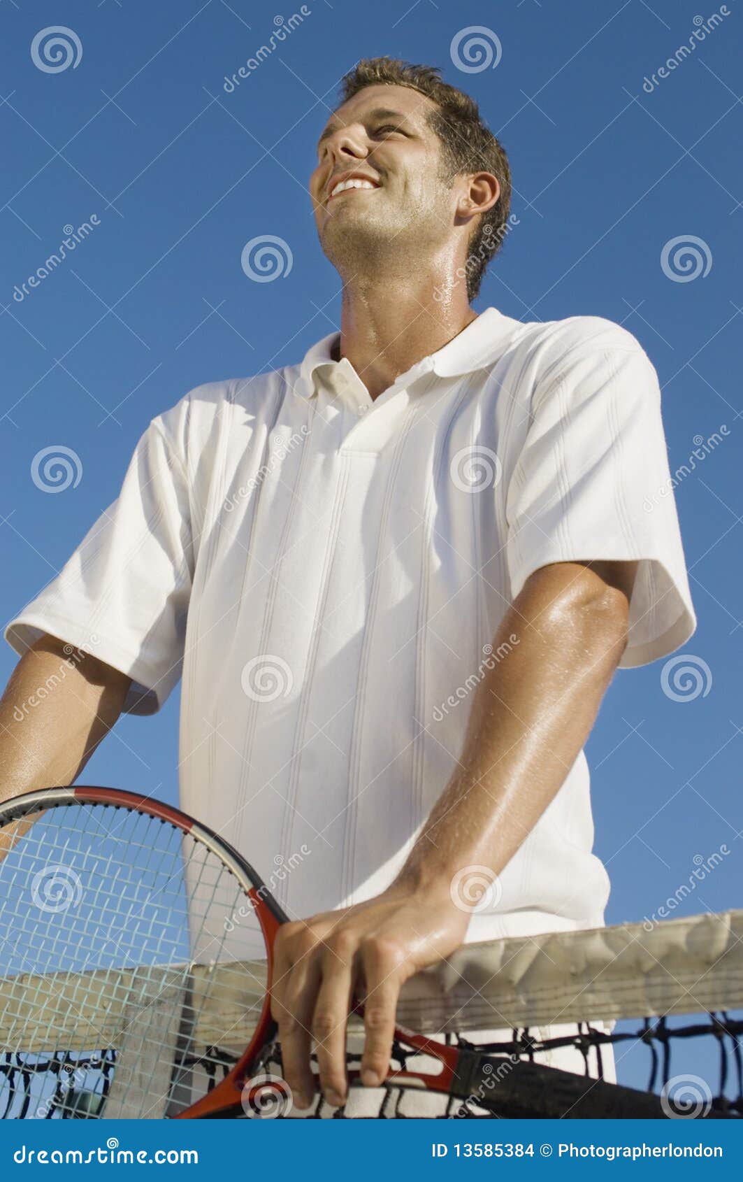 Tennis Player Holding Racket Stock Photo Image of view, outdoors