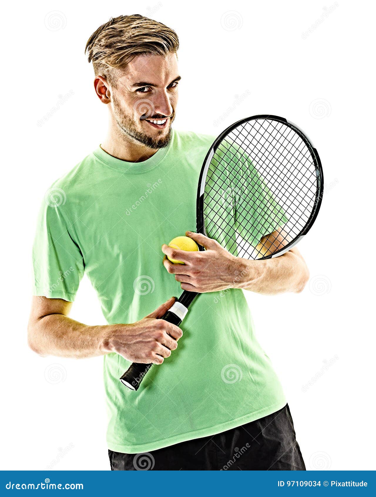 Tennis player man isolated stock photo. Image of smile - 97109034