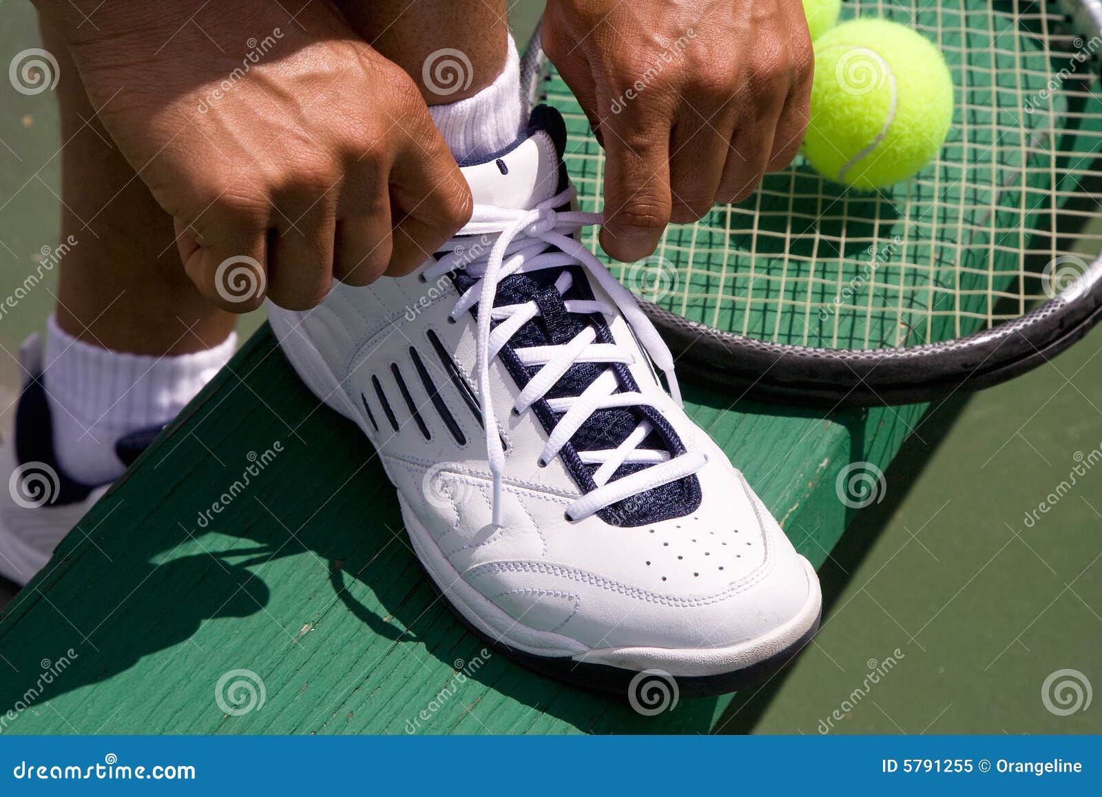 Tennis Player Tying ShoeHorizontal Stock Image Image of playing