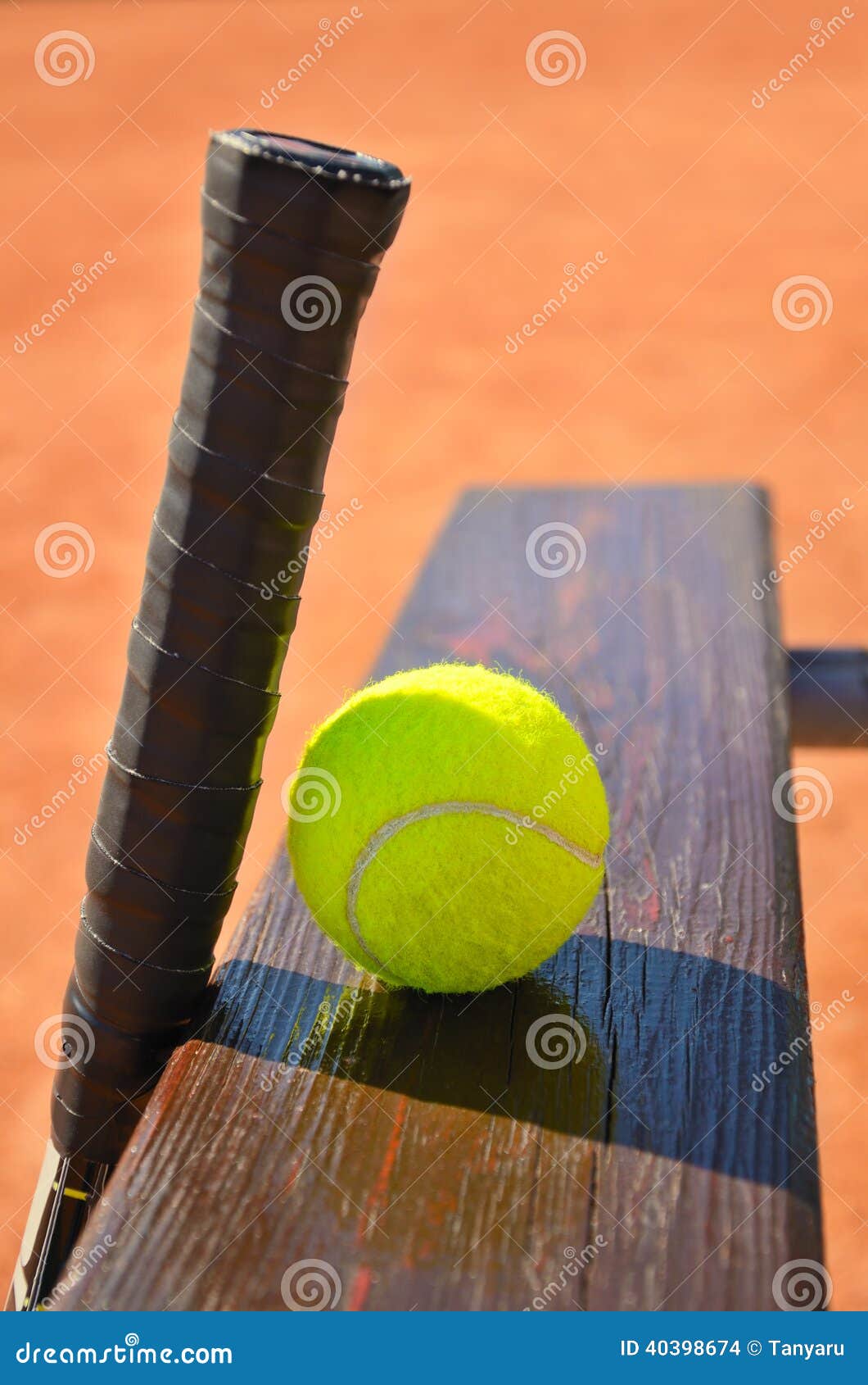 Tennis Racket and Ball on the Bench Stock Photo Image of ball, games