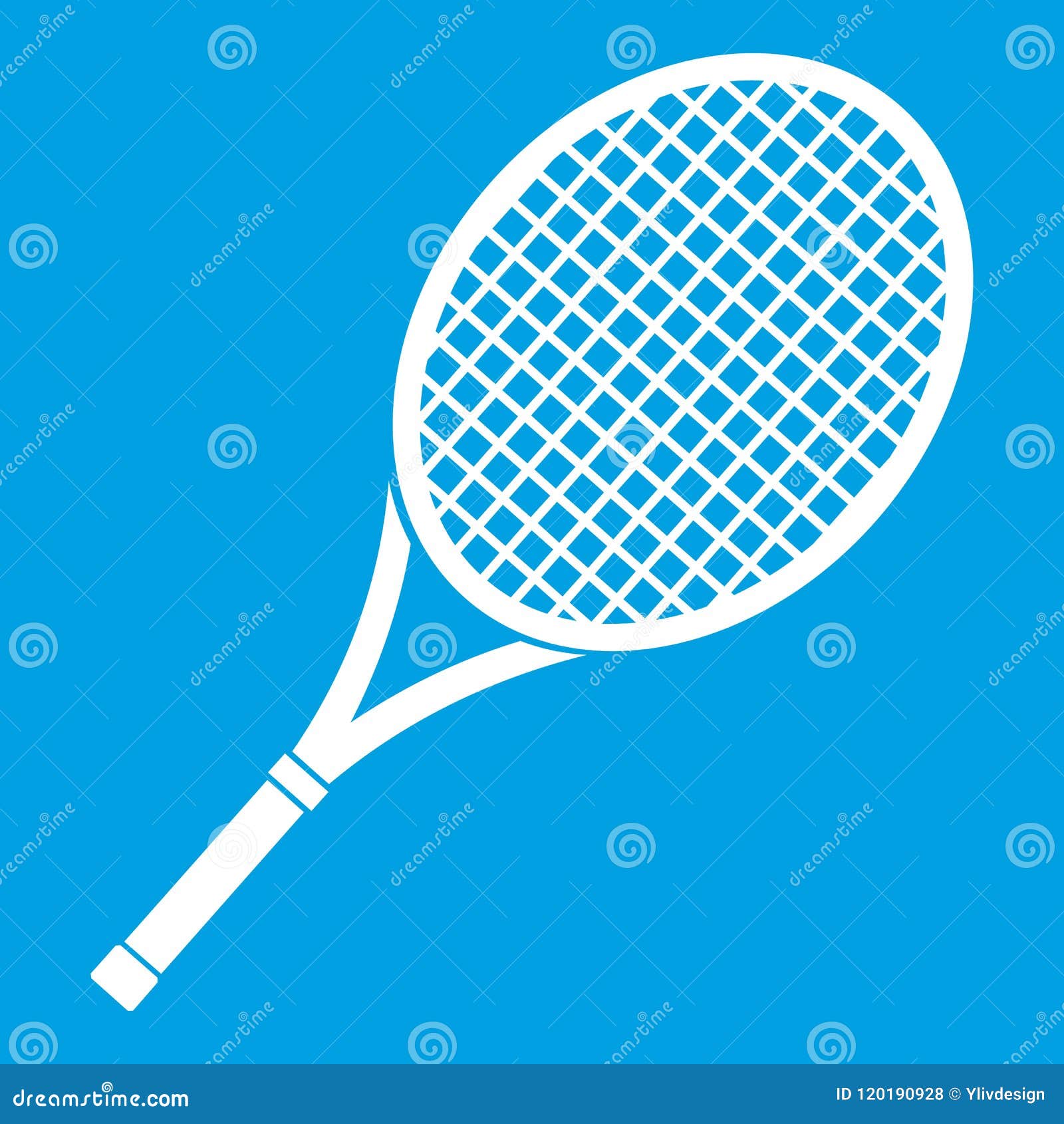 Tennis racket icon white stock vector. Illustration of blue - 120190928