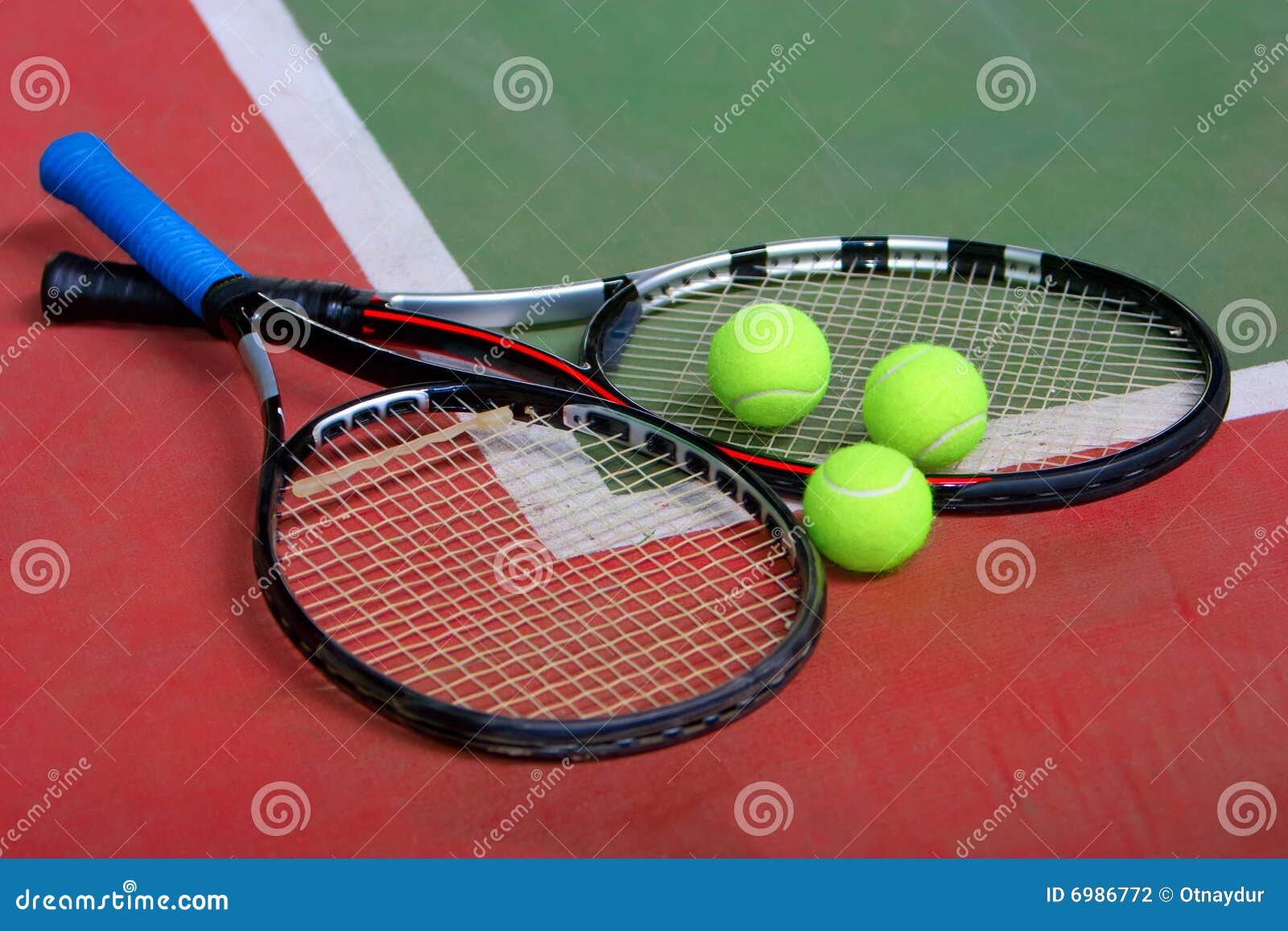 Tennis Rackets Balls And Court Stock Photo Image Of Rackets Morning 6986772